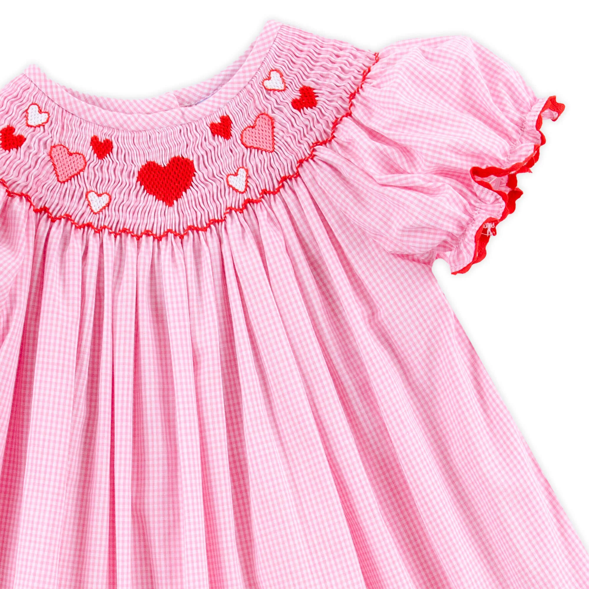 Pink and Red Hearts Smocked Bishop Bloomer Set - Image 2