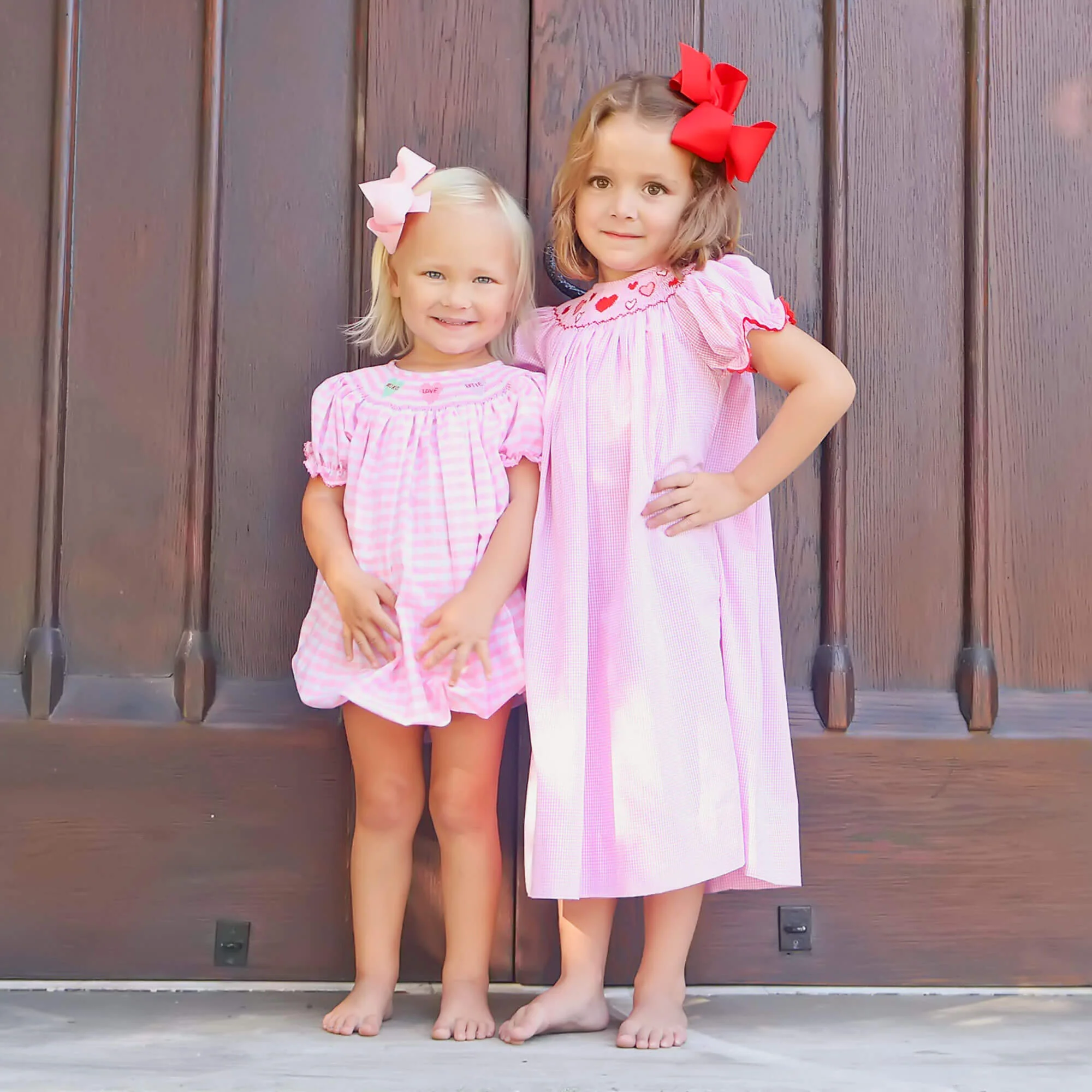 Pink and Red Hearts Smocked Bishop Dress - Image 5