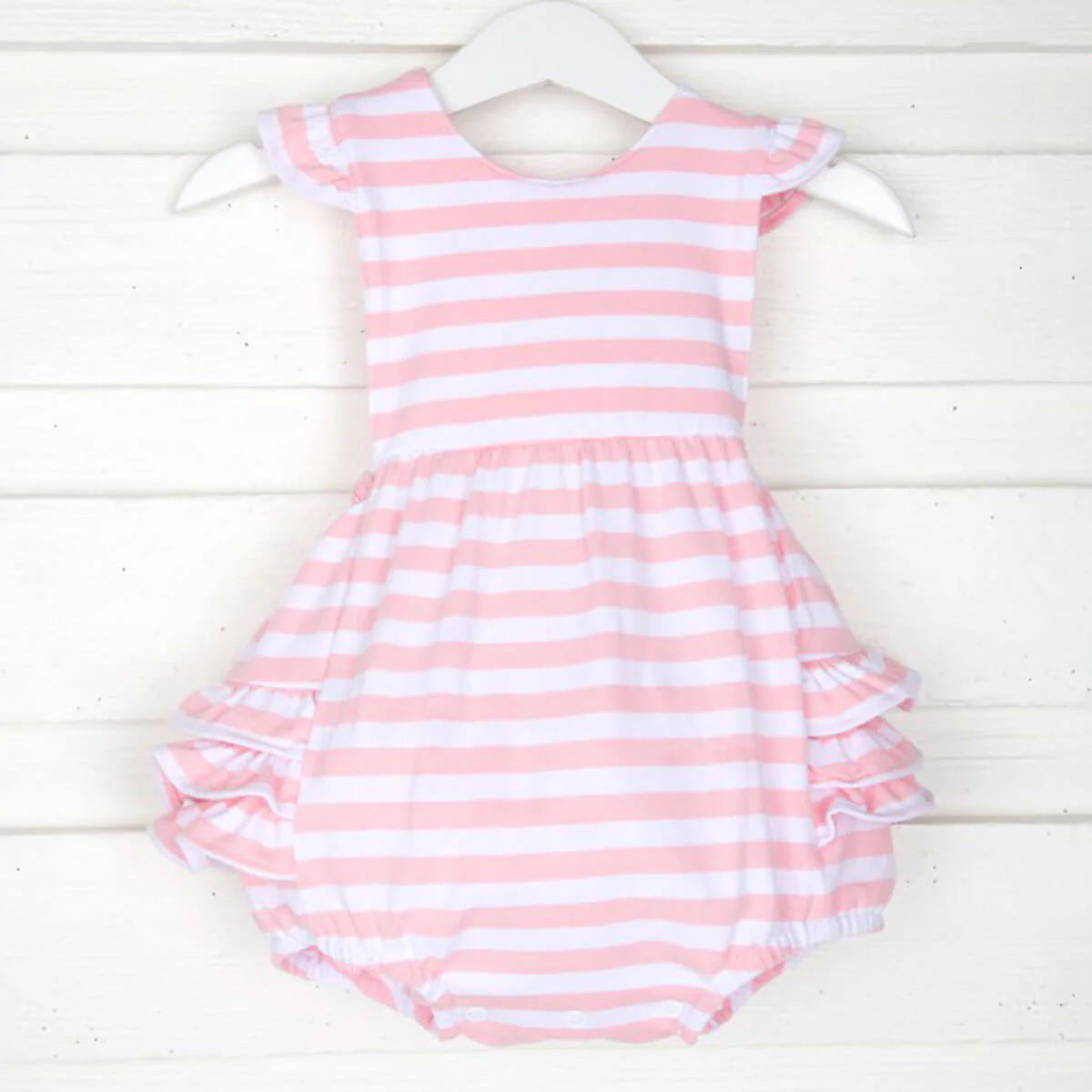 Pink Stripe Knit Ruffle Bubble - Image 2