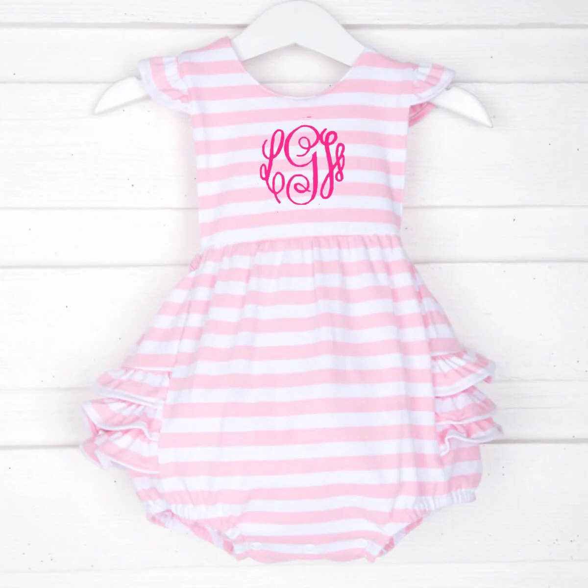 Pink Stripe Knit Ruffle Bubble - Image 4