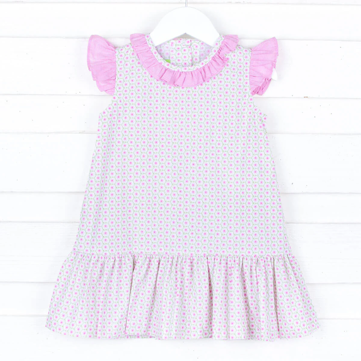 Pink Bouquet Print Ruffle Collared Dress - Image 3
