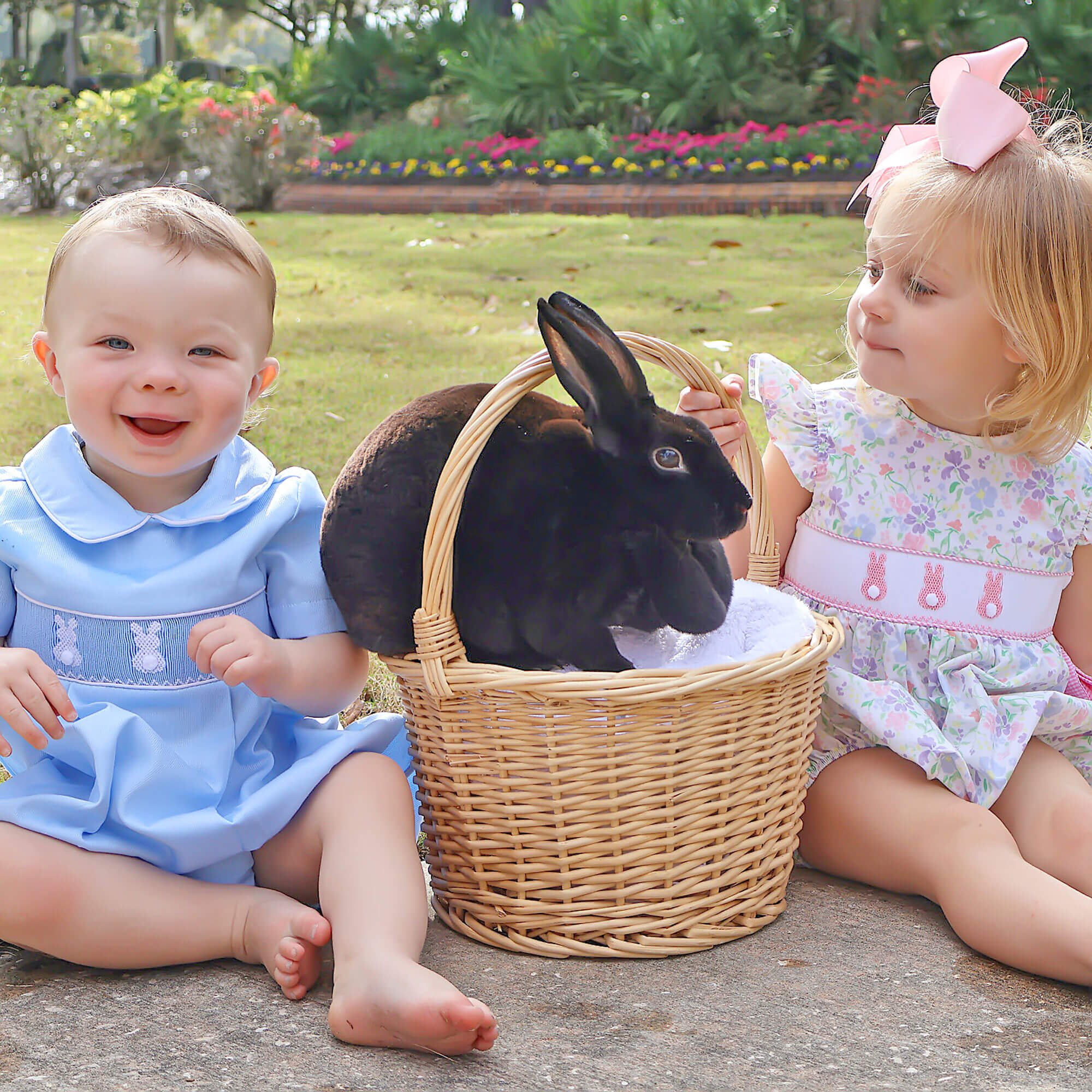 Pink Bunny Floral Smocked Beverly Bubble - Image 3