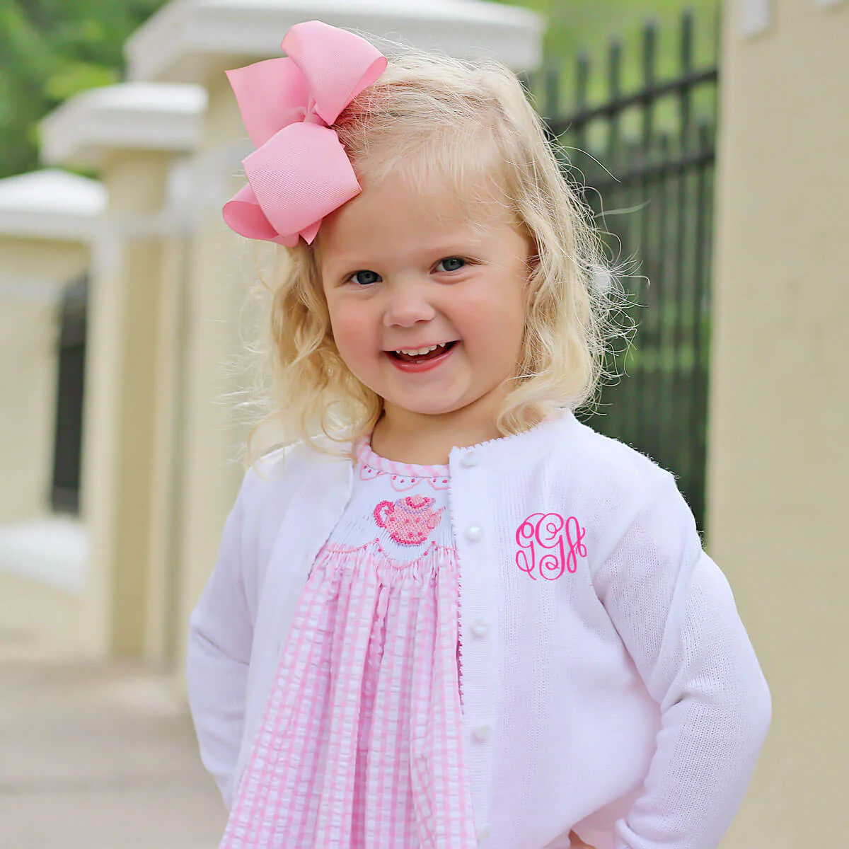 Tea Party Smocked Pink Seersucker Dress - Image 4