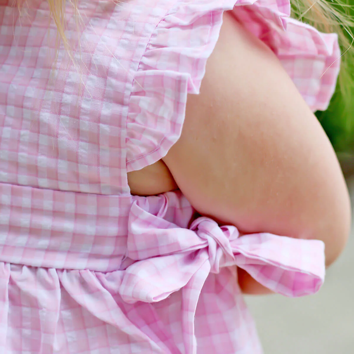 Light Pink Plaid Side Tie Bubble - Image 2