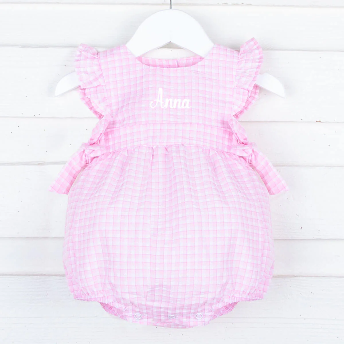 Light Pink Plaid Side Tie Bubble - Image 3
