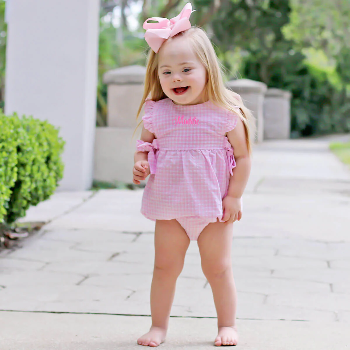 Light Pink Plaid Side Tie Bubble - Image 5