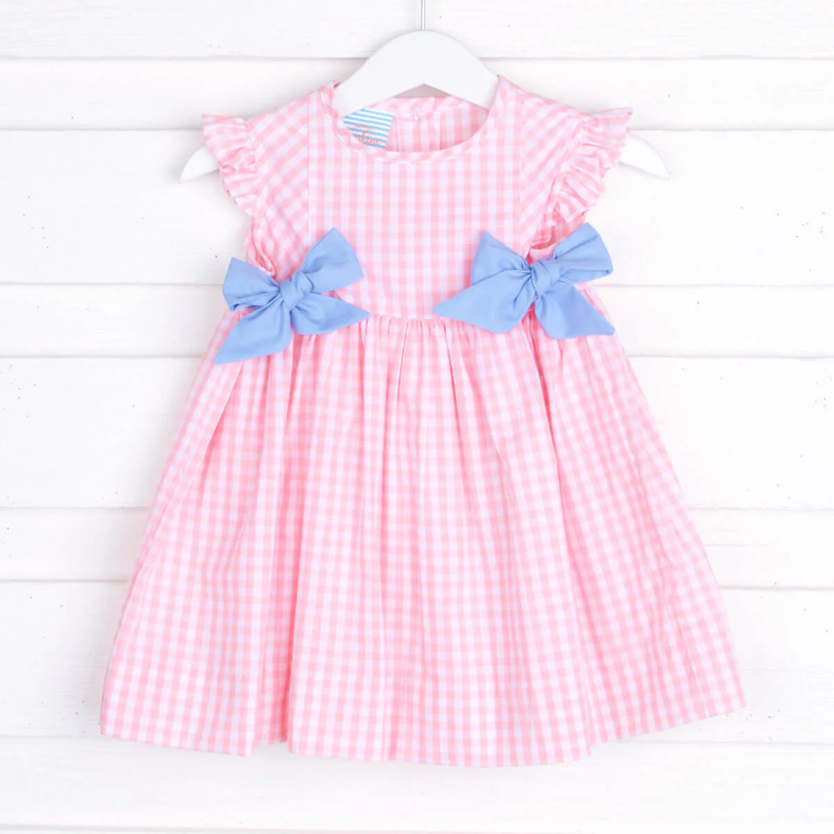 Pink Check Collared Side Tie Dress - Image 2