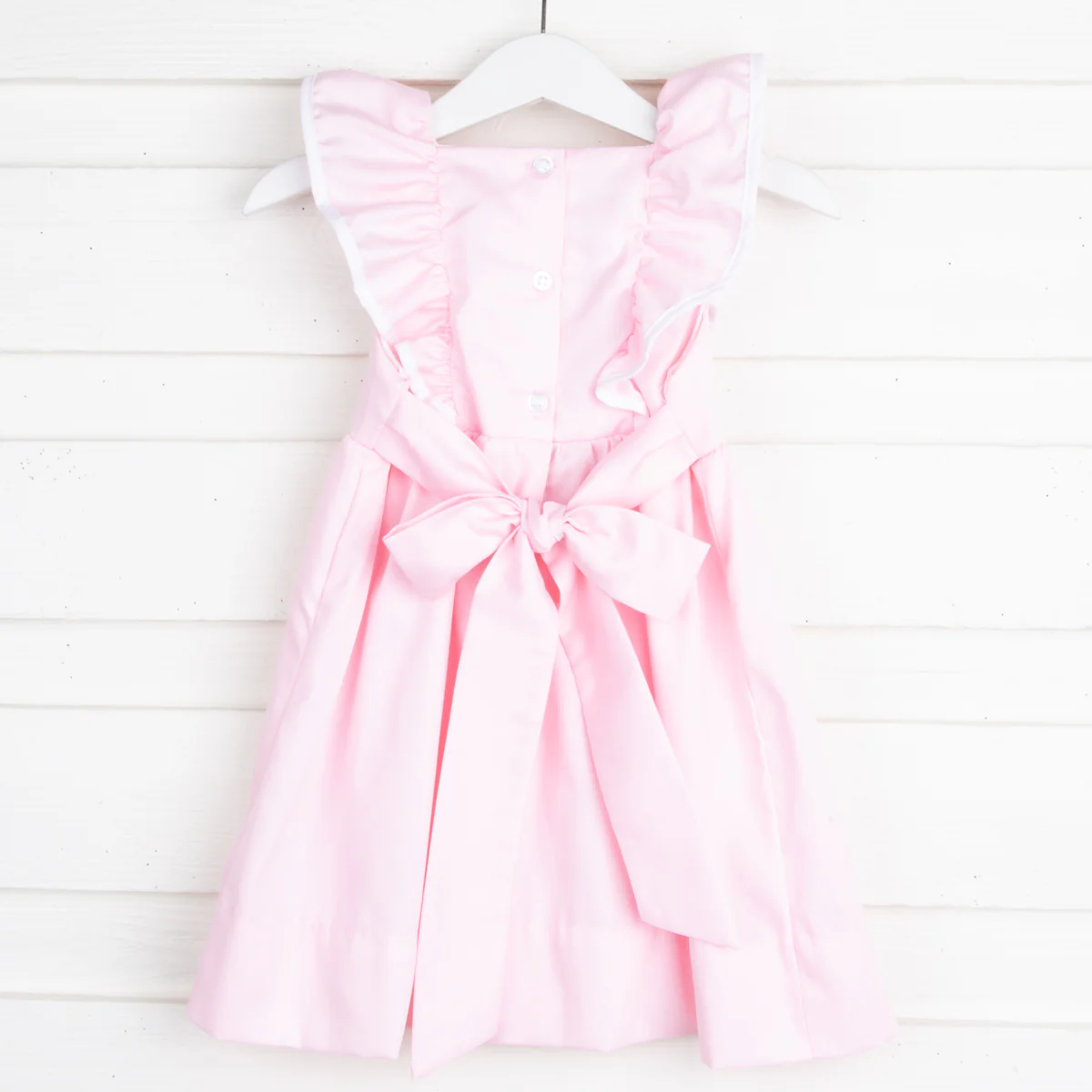 Pink Cross Embroidered Ruffle Dress Pique - Image 2