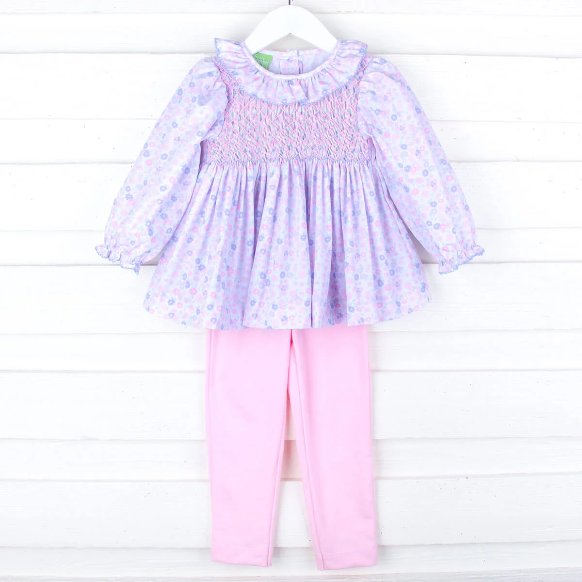 Pink Floral Geo Smocked Legging Set - Image 3