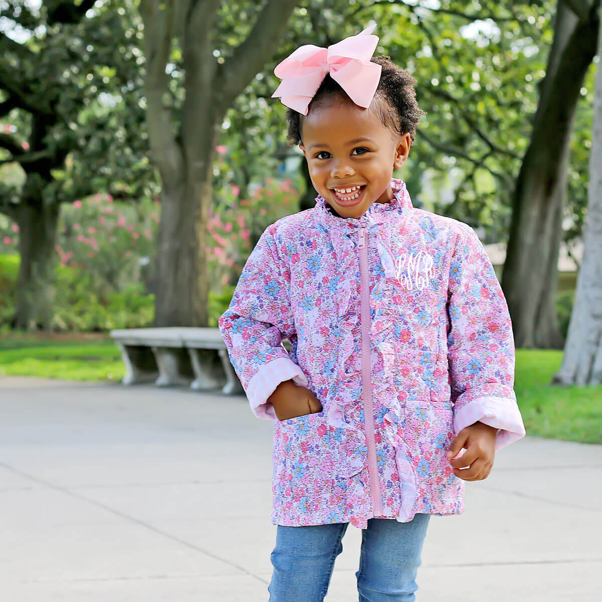 Flowers in Paris Quilted Ruffle Coat - Image 2