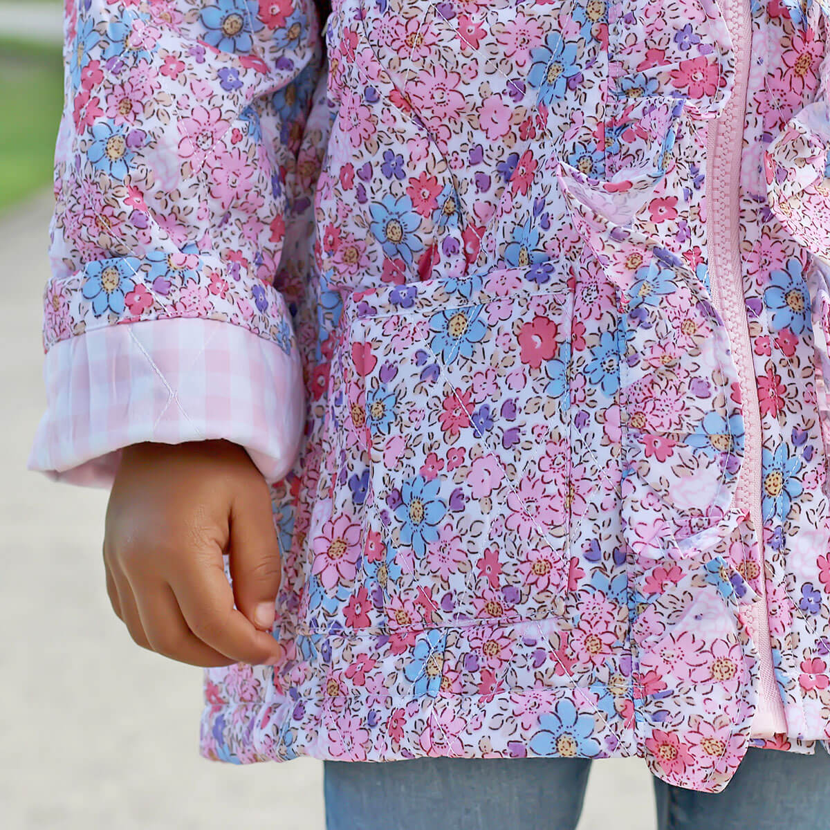 Flowers in Paris Quilted Ruffle Coat - Image 3