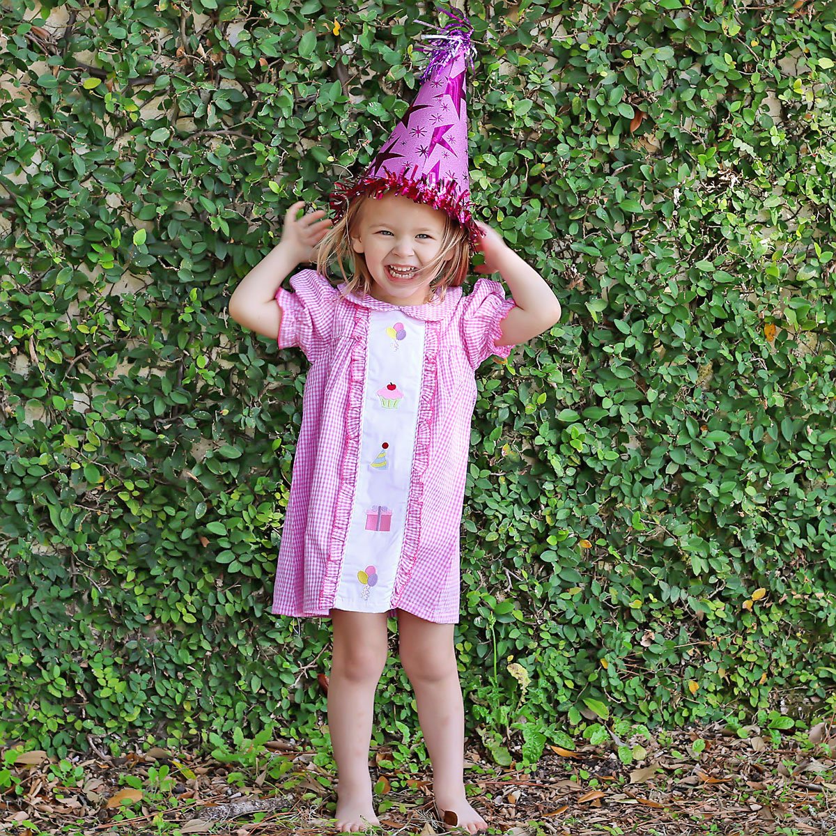 Center Embroidered Birthday Pink Dress - Image 3