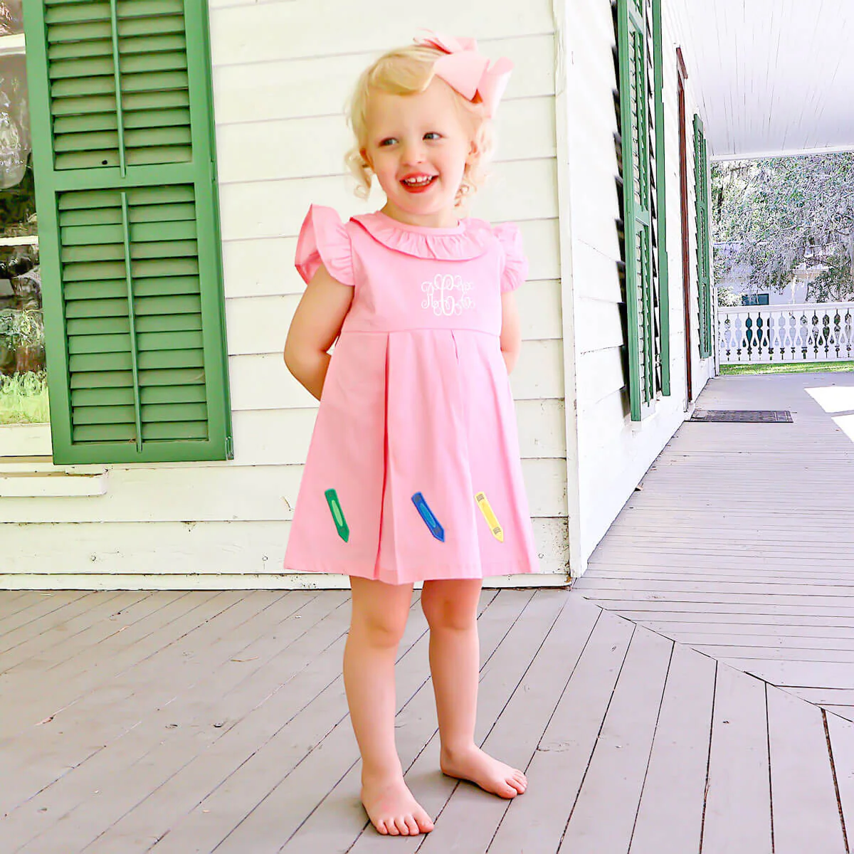 Colorful Crayons Pink Gingham Chloe Dress - Image 3