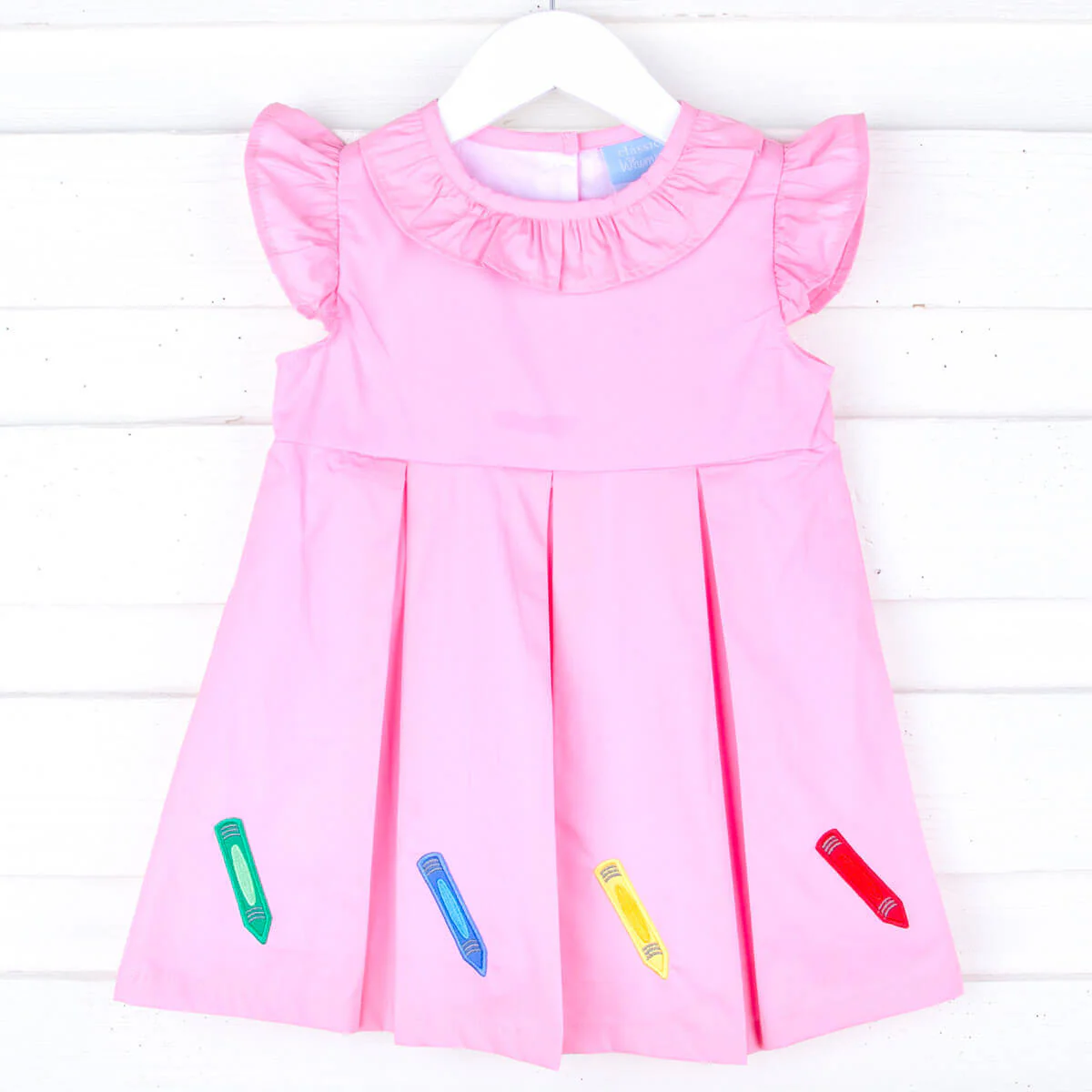 Colorful Crayons Pink Gingham Chloe Dress - Image 4