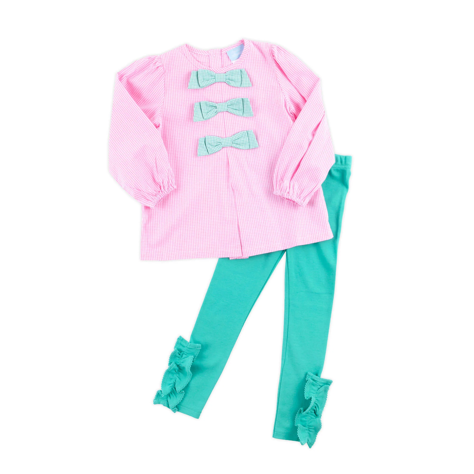 Mint Green & Pink Gingham Coco Legging Set - Image 2