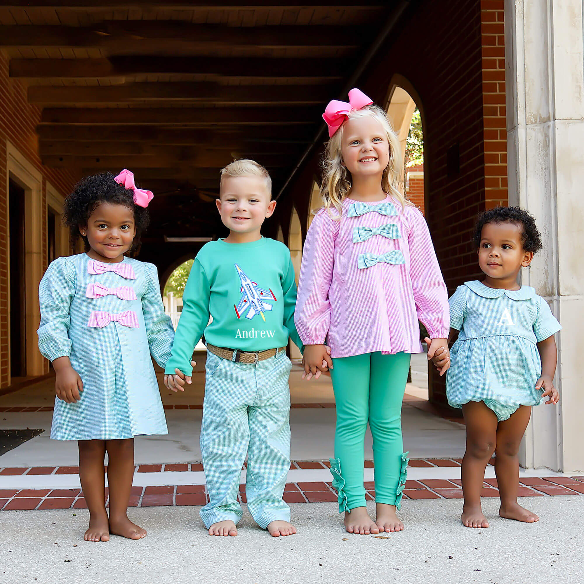 Mint Green & Pink Gingham Coco Legging Set - Image 5