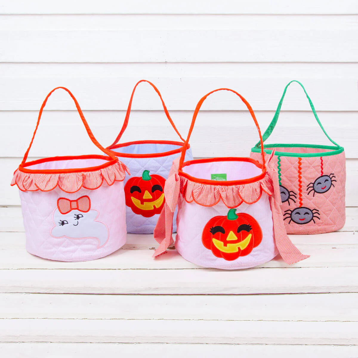 Pink Gingham Ghost Halloween Basket - Image 2