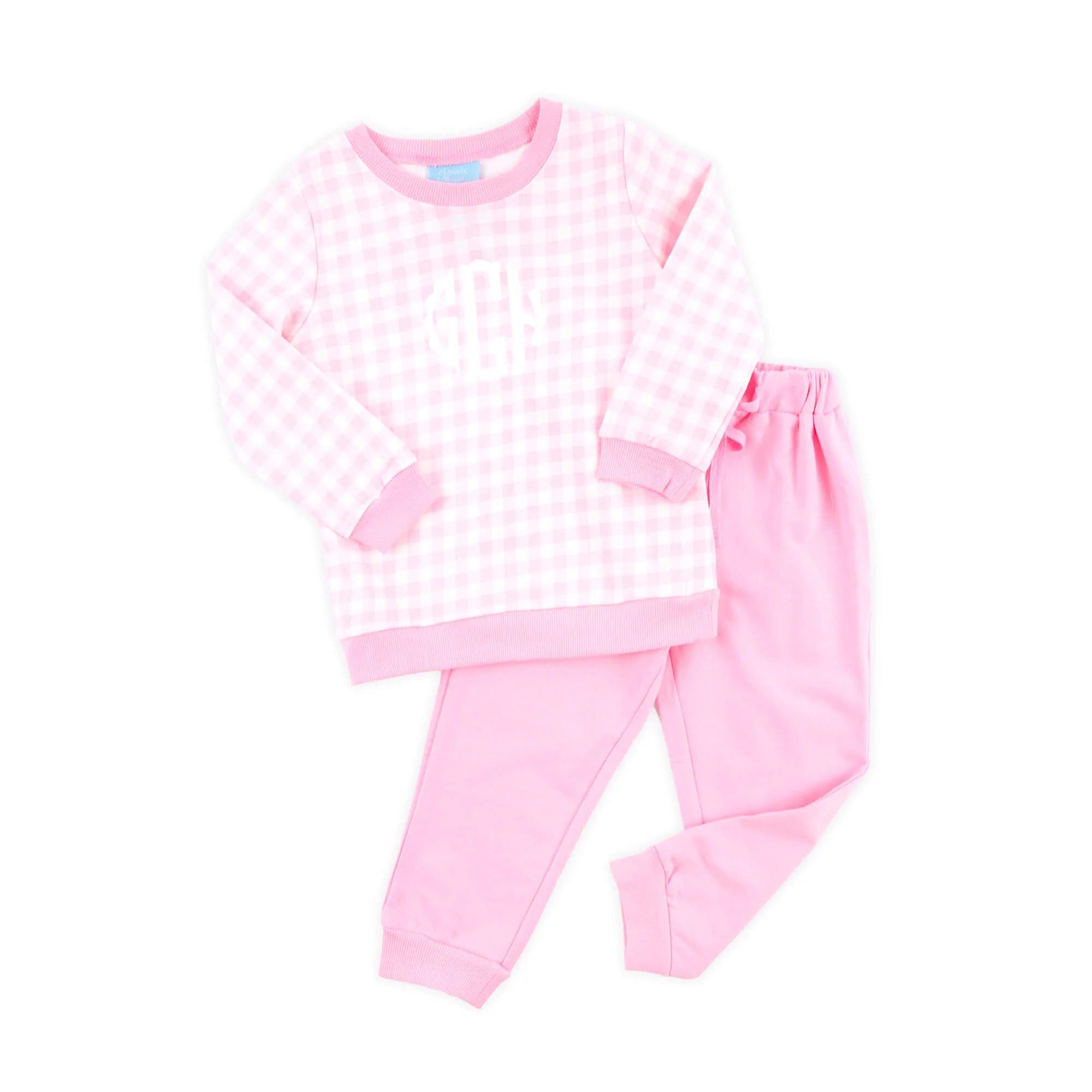 Pink Gingham Jogger Set - Image 2