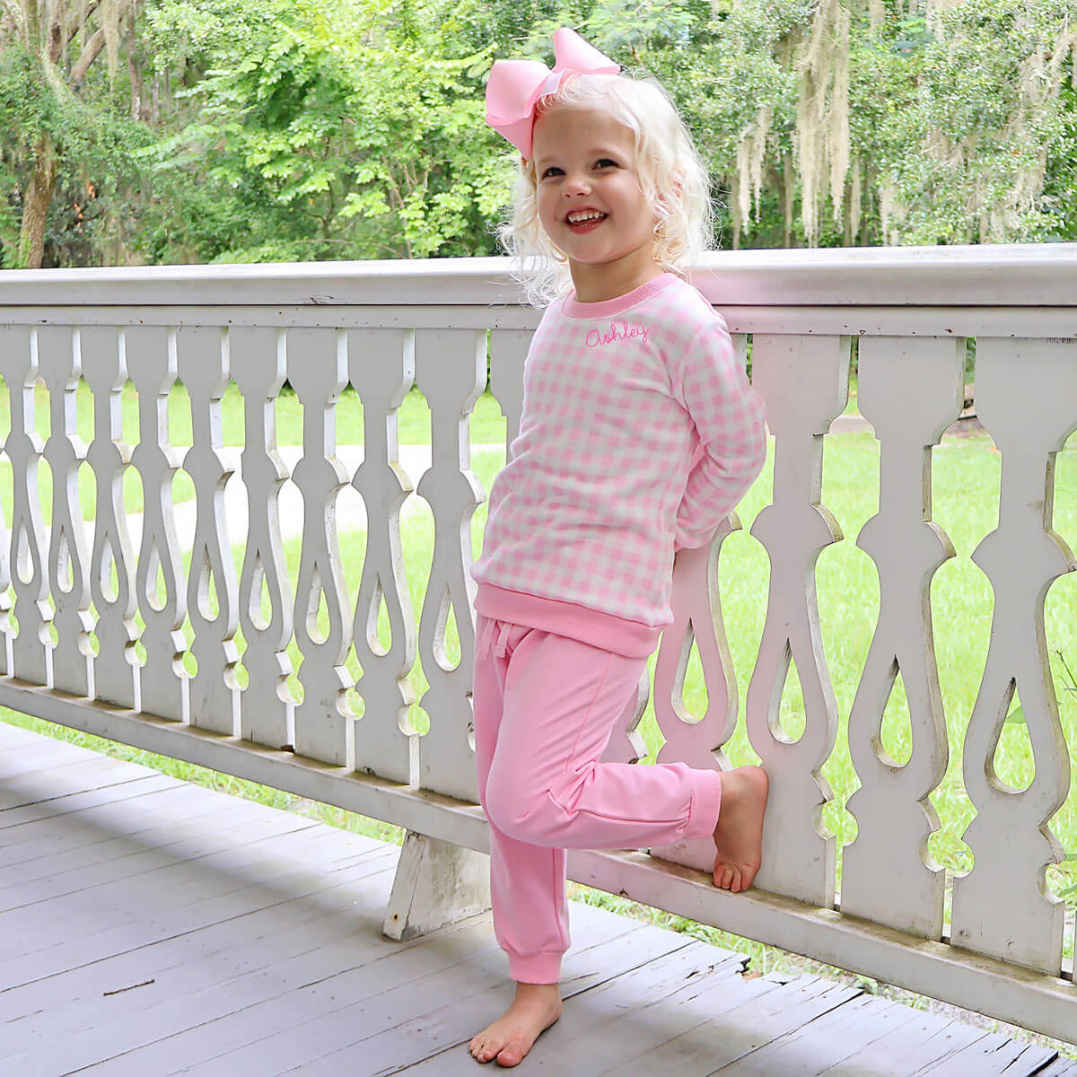Pink Gingham Jogger Set - Image 5
