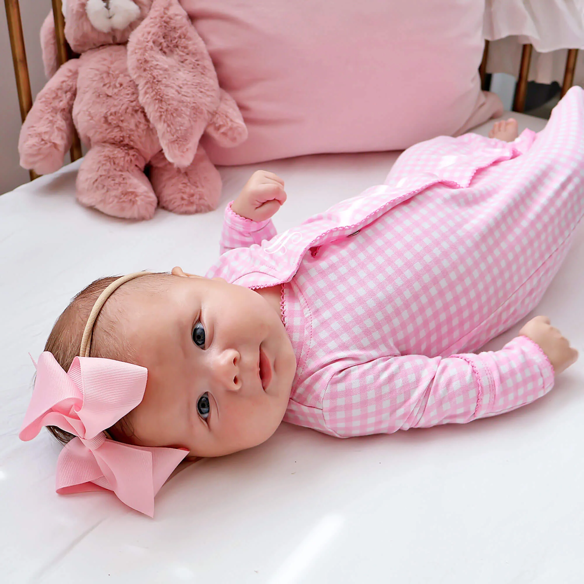 Pink Gingham Layette Gown - Image 2