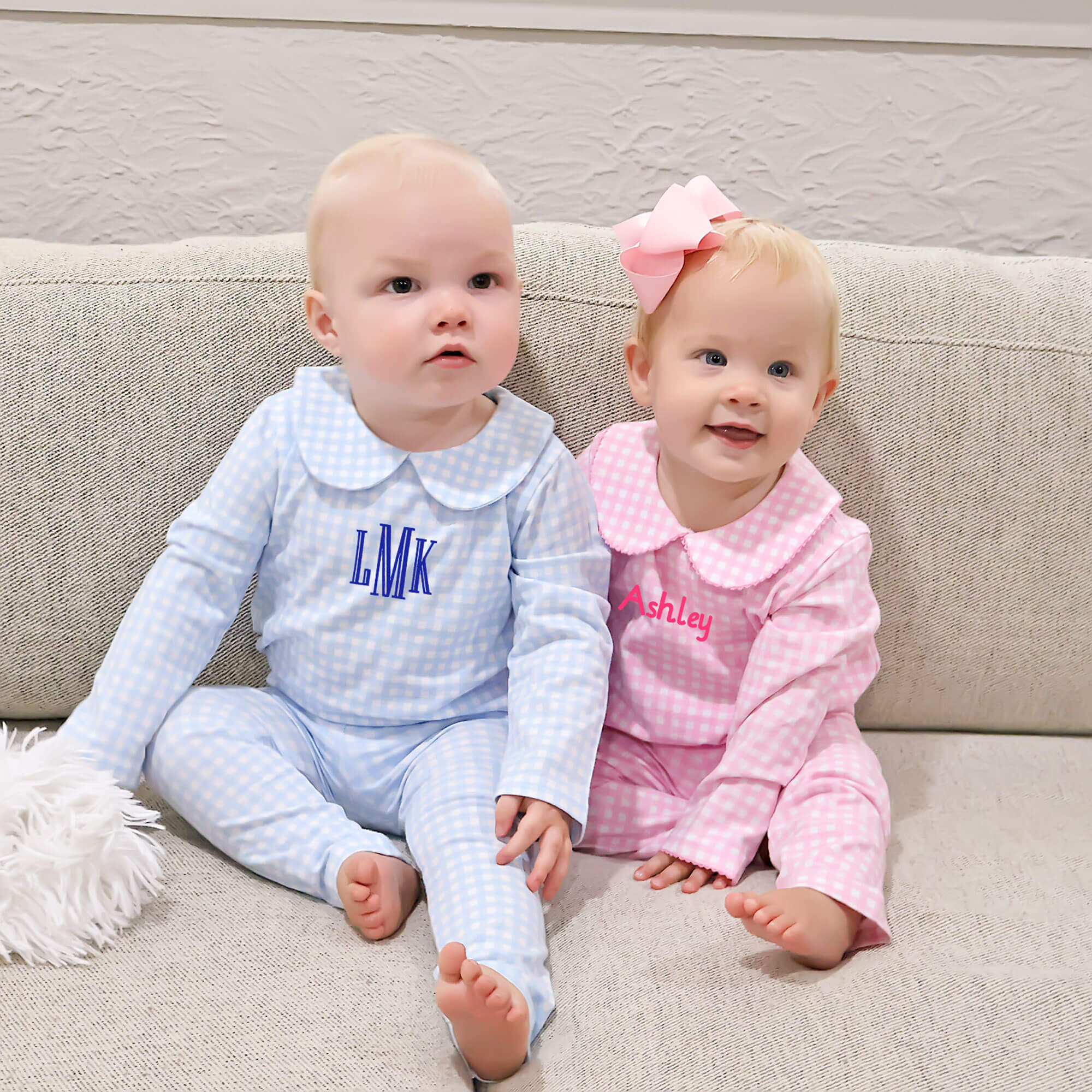 Pink Gingham Long Sleeve Bodysuit - Image 4