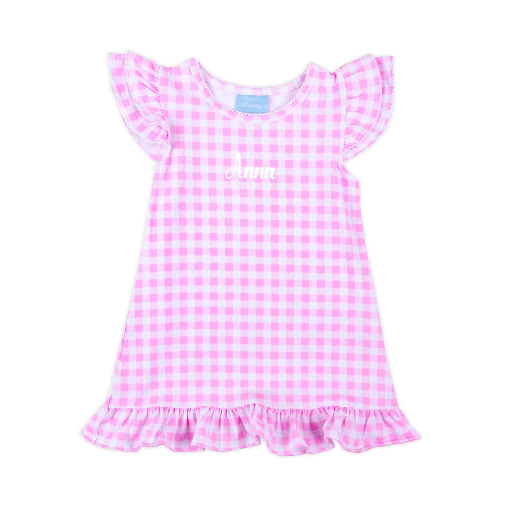 Milly Gingham Ruffle Dress Pink - Image 2