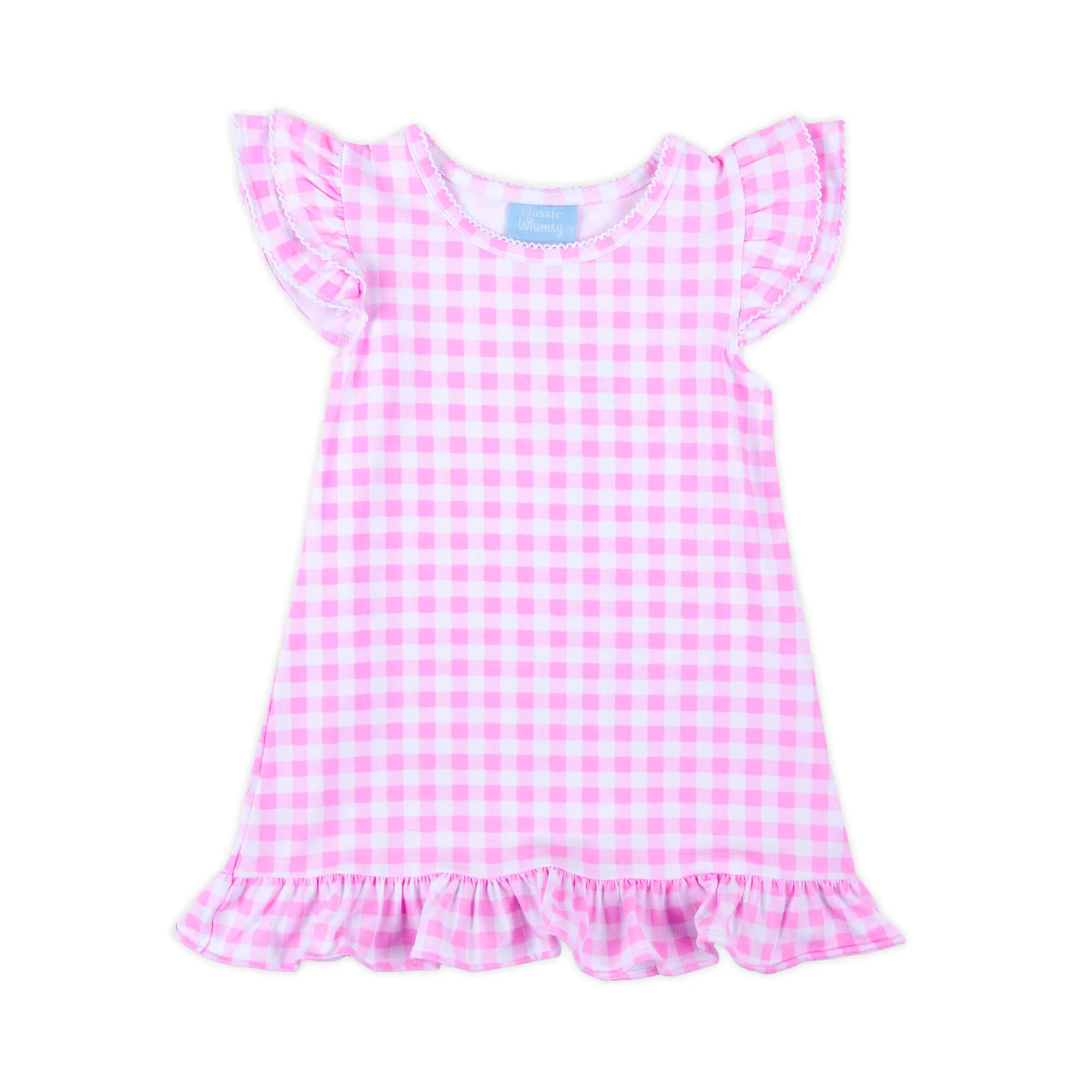 Milly Gingham Ruffle Dress Pink - Image 4