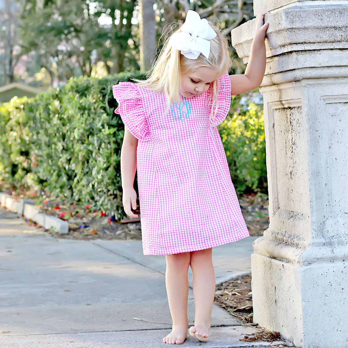 Pink Gingham Ruffle Dress - Image 3