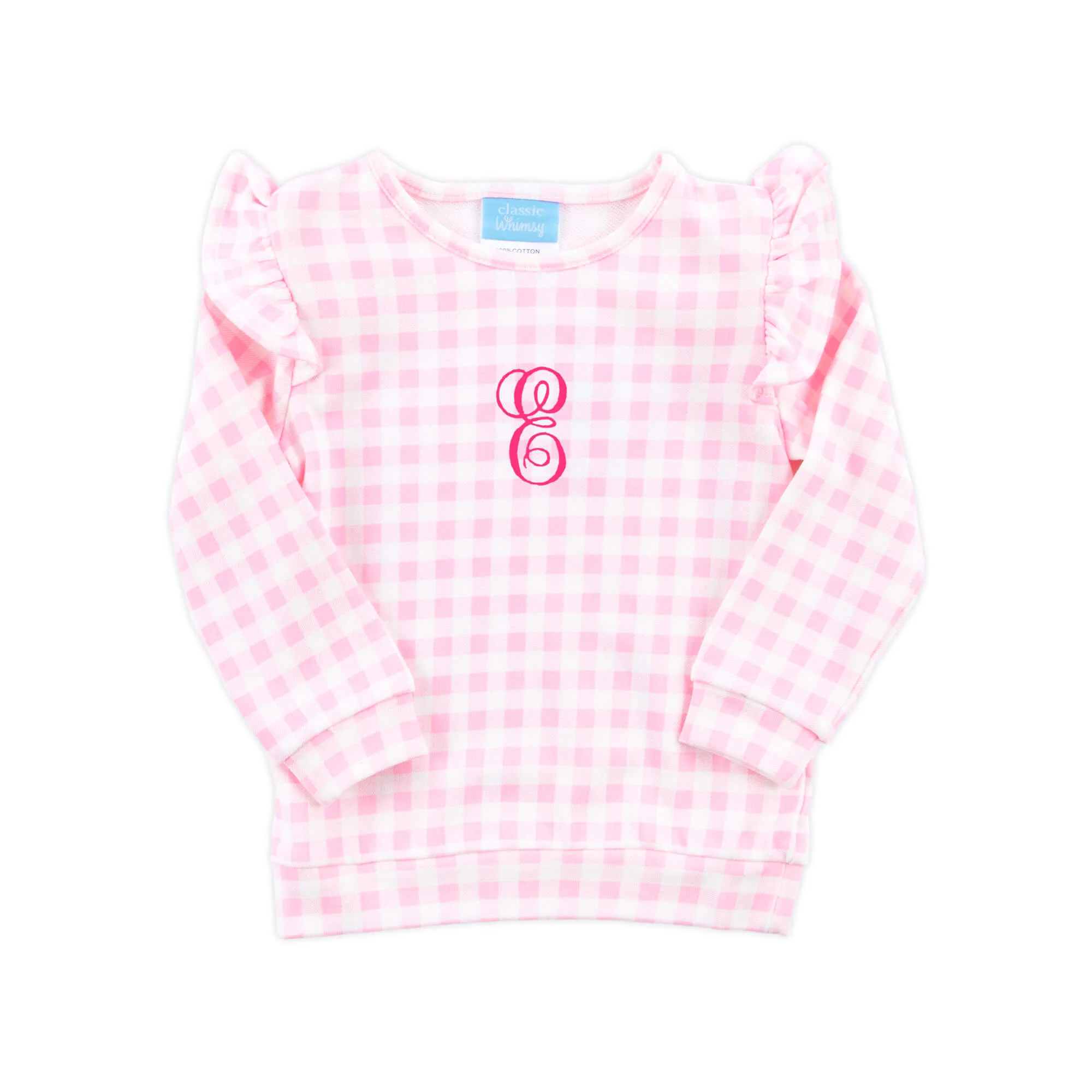 Pink Gingham Ruffle Sweatshirt - Image 2
