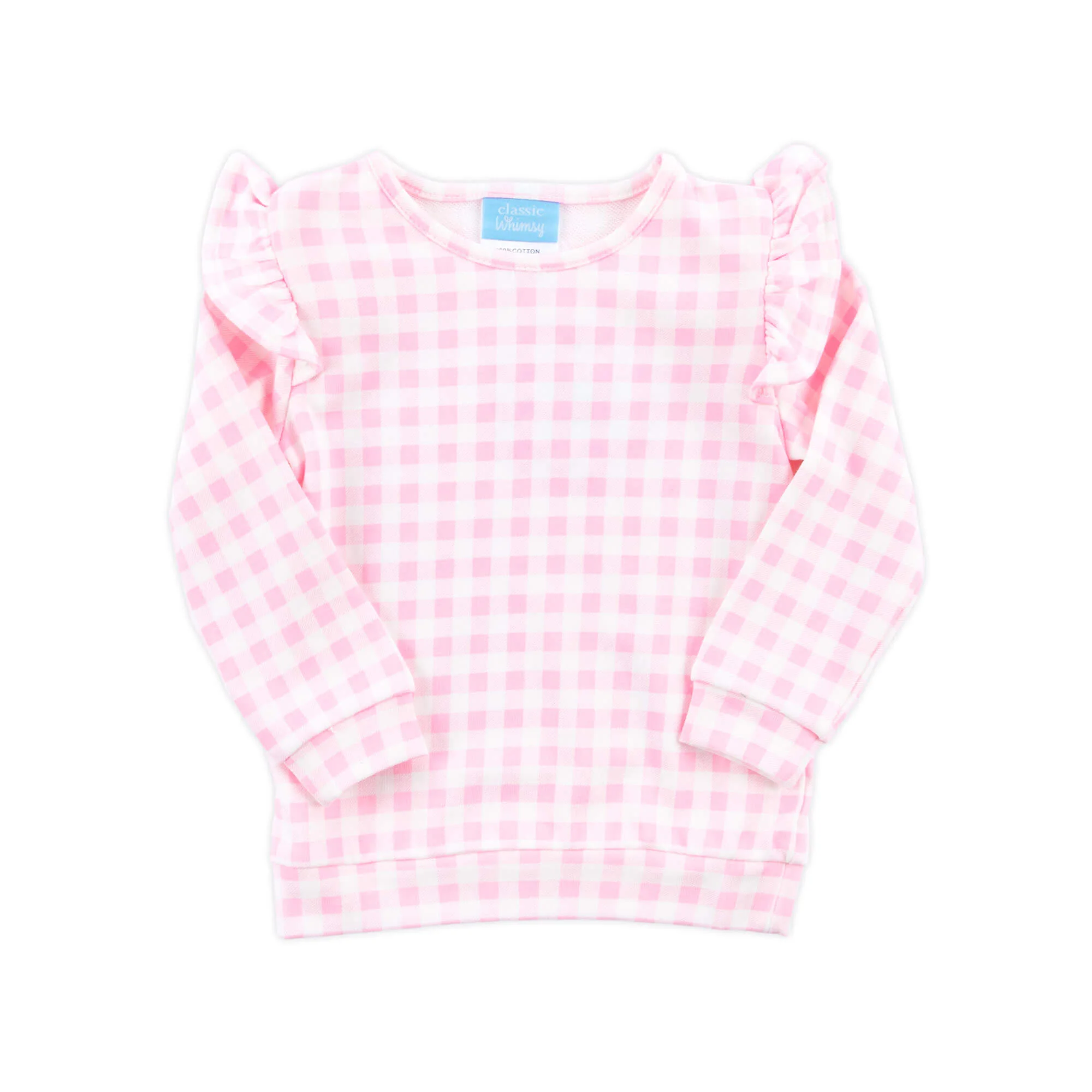 Pink Gingham Ruffle Sweatshirt - Image 4