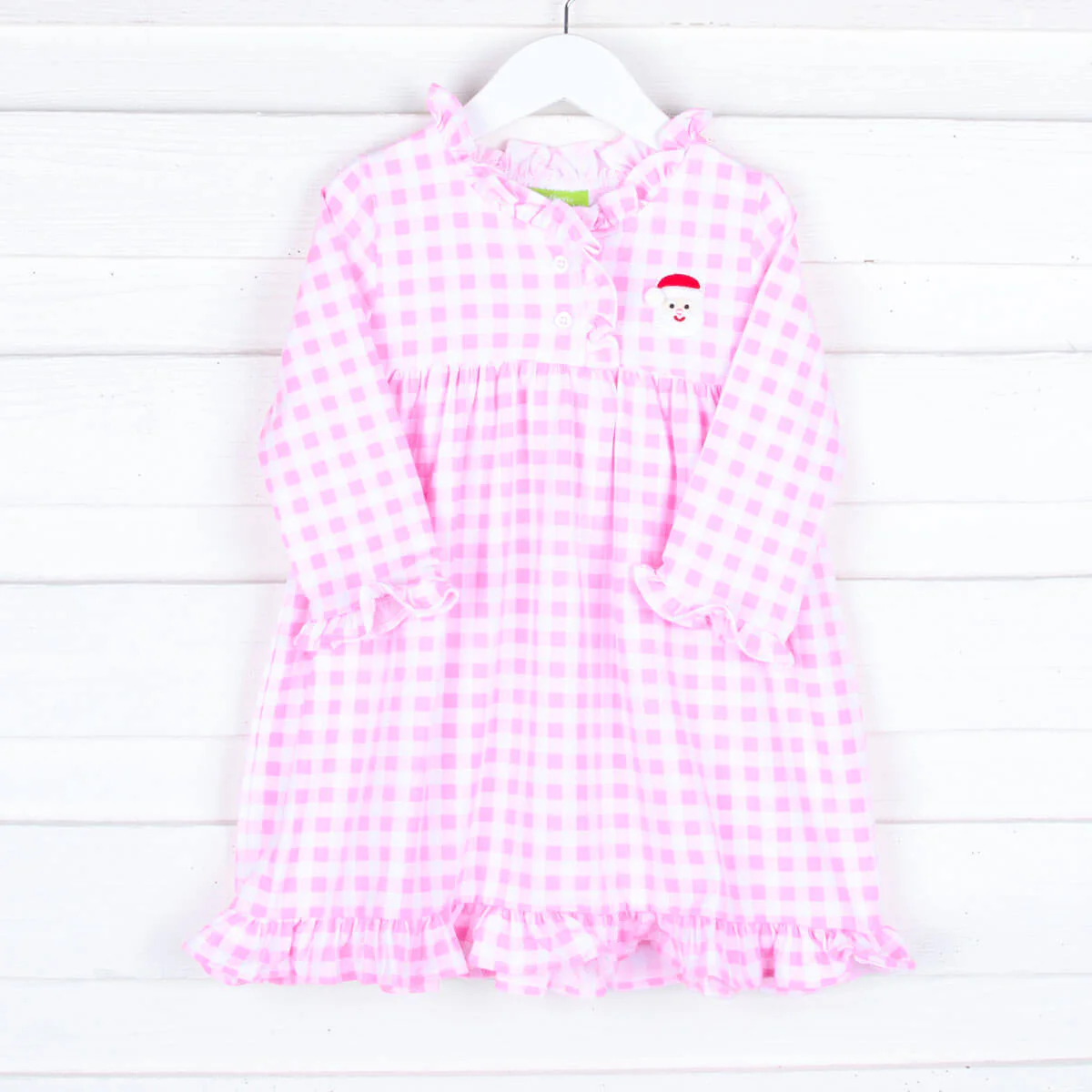 Pink Gingham Santa Play Dress - Image 2