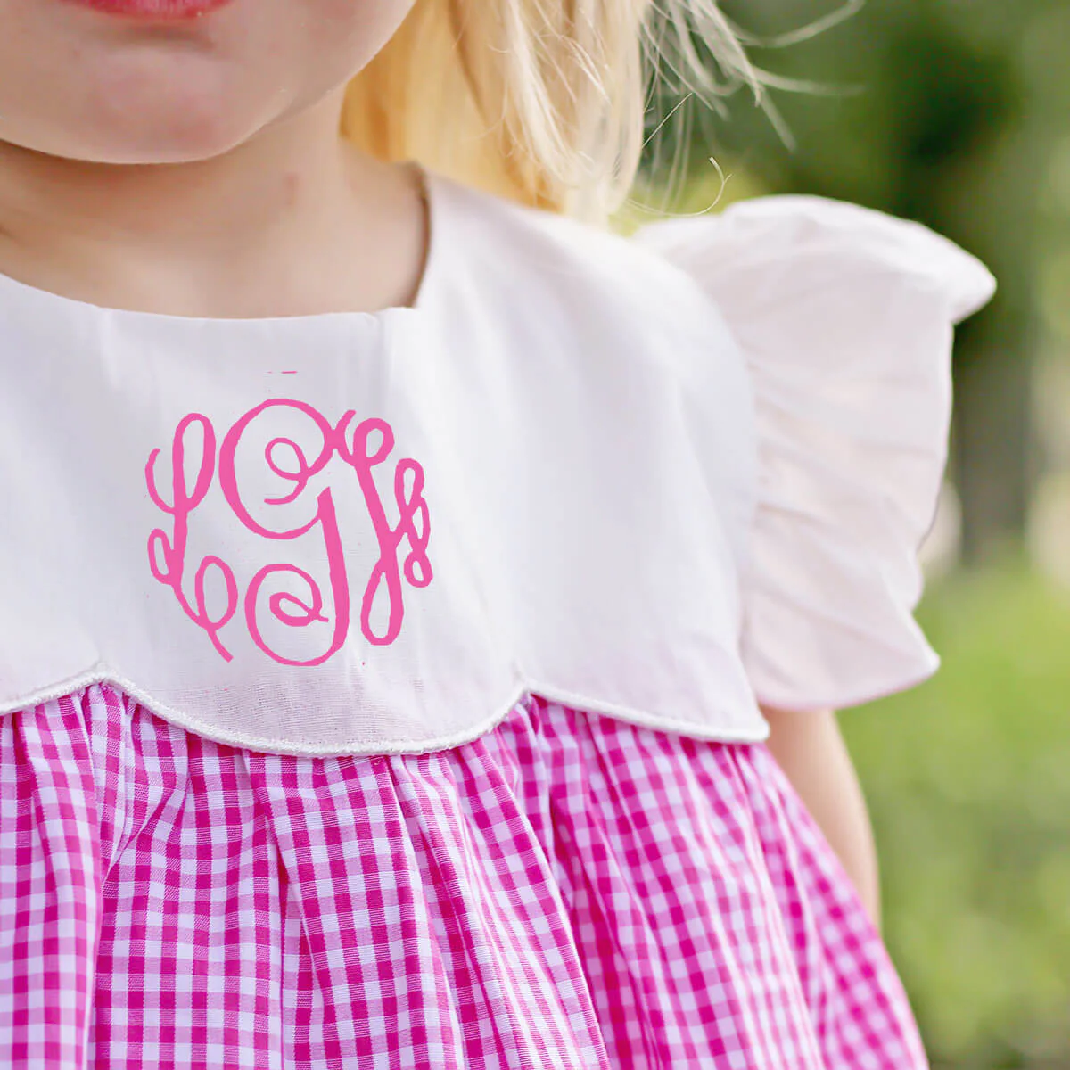 Pink Gingham Scalloped Amelia Bubble - Image 2