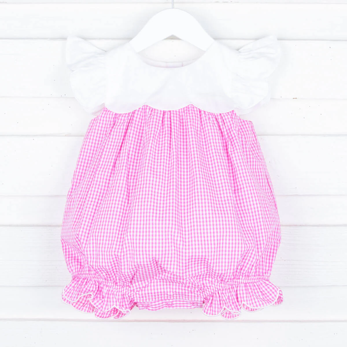 Pink Gingham Scalloped Amelia Bubble - Image 4