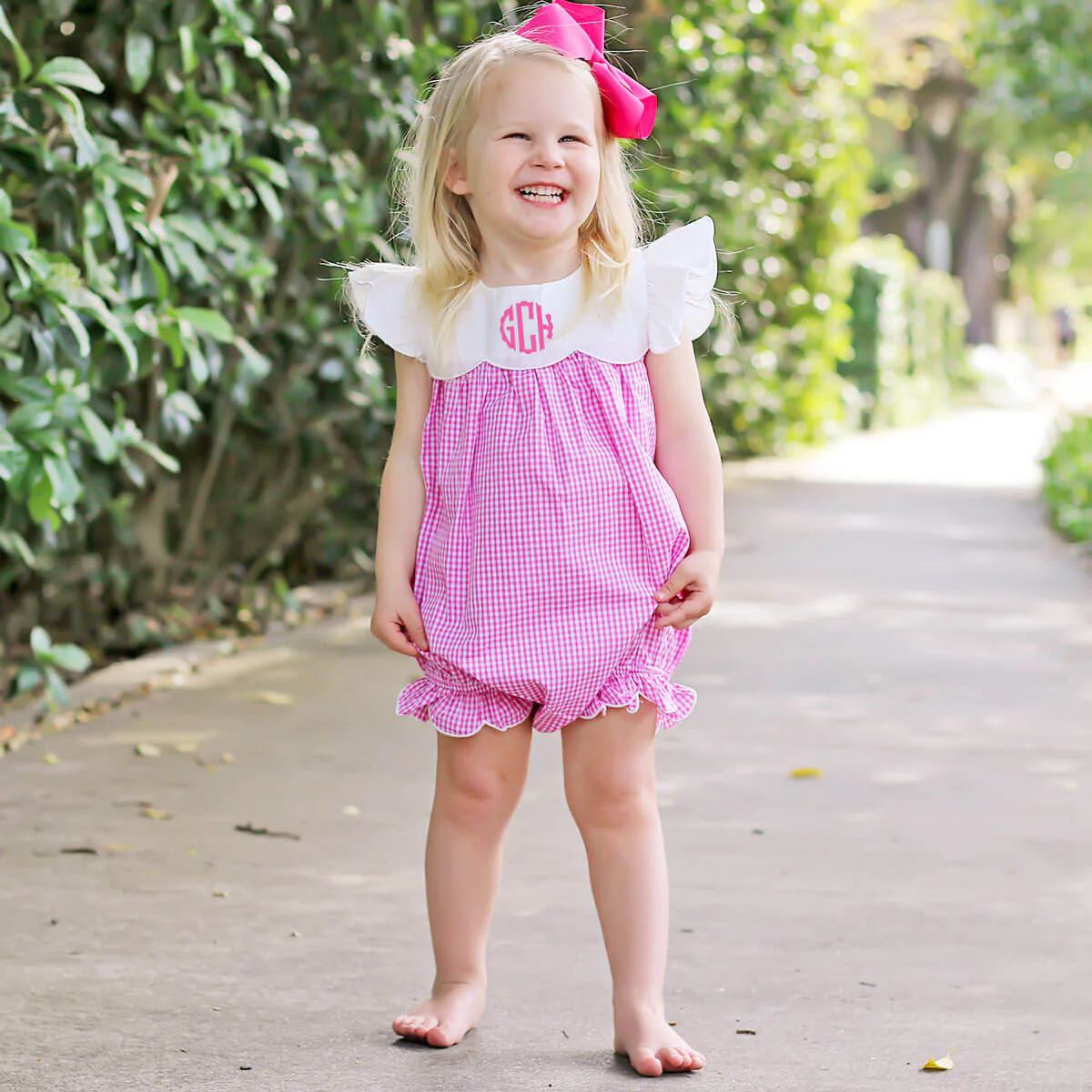 Pink Gingham Scalloped Amelia Bubble - Image 6