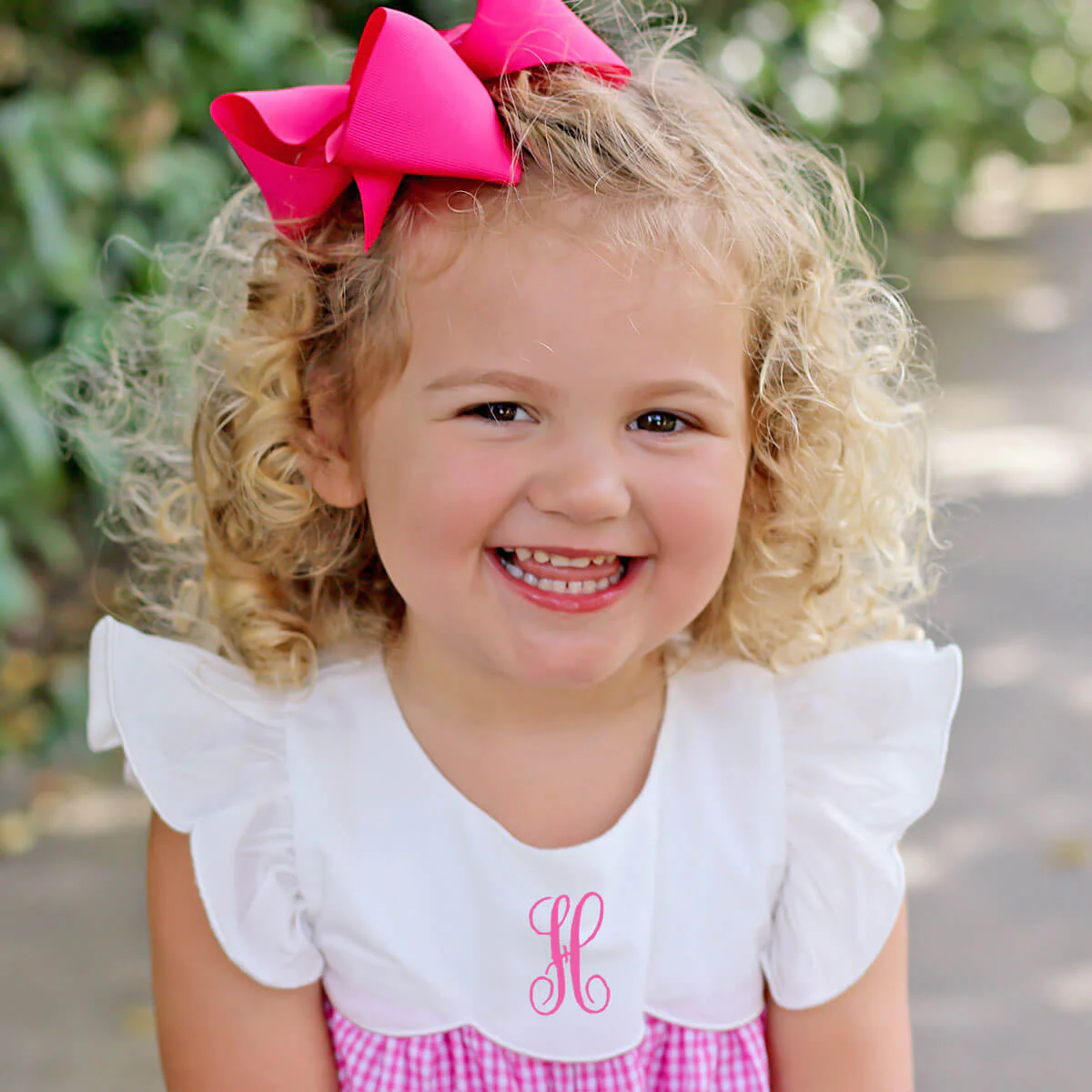 Pink Gingham Scalloped Amelia Dress - Image 2