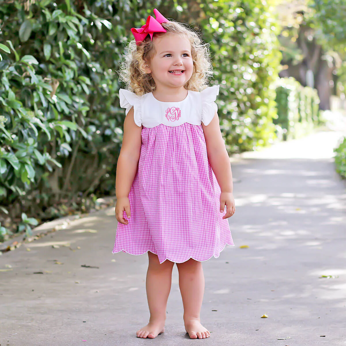 Pink Gingham Scalloped Amelia Dress - Image 4