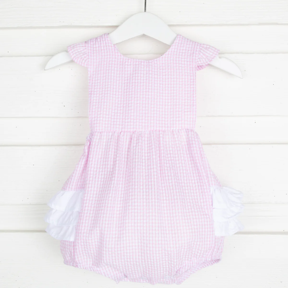 Pink Gingham Seersucker Ruffle Bubble - Image 2