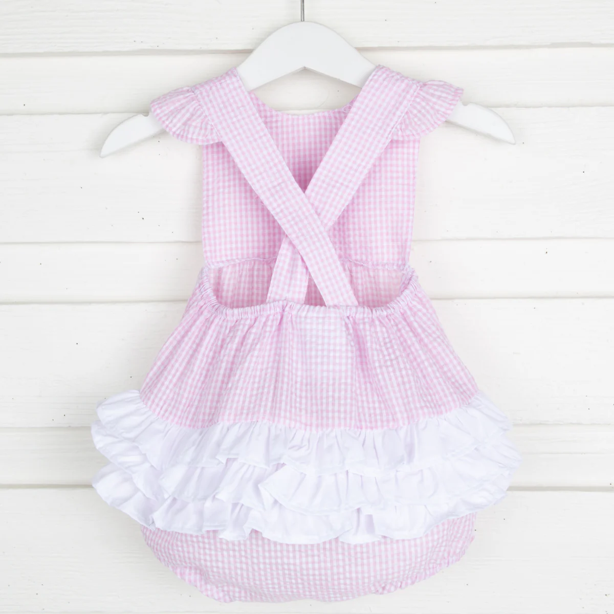 Pink Gingham Seersucker Ruffle Bubble - Image 3