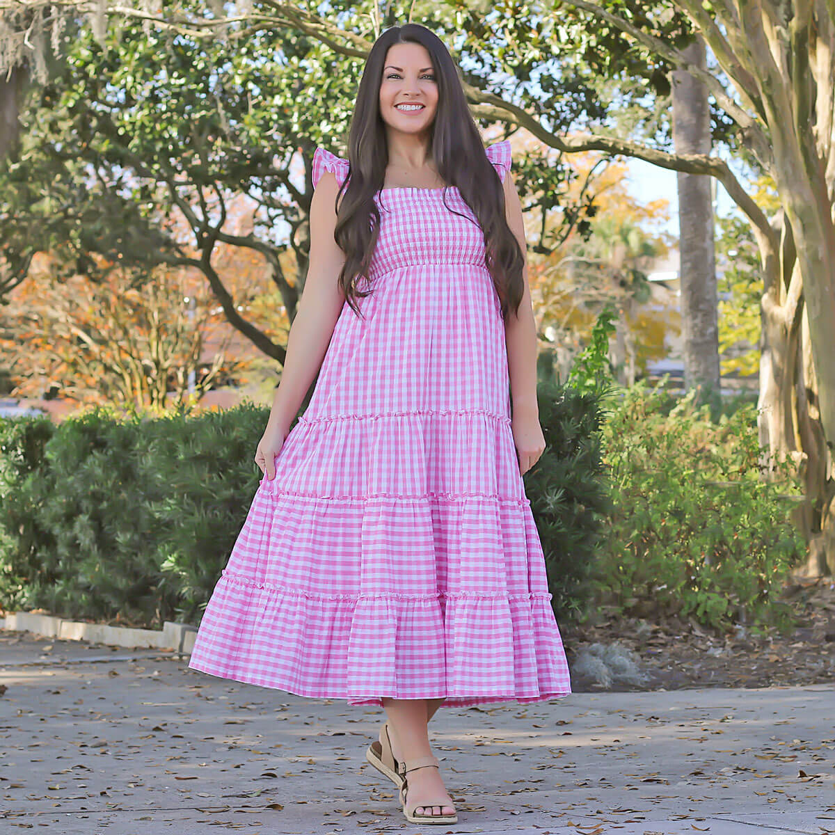 Pink Gingham Willow Women's Dress - Image 3