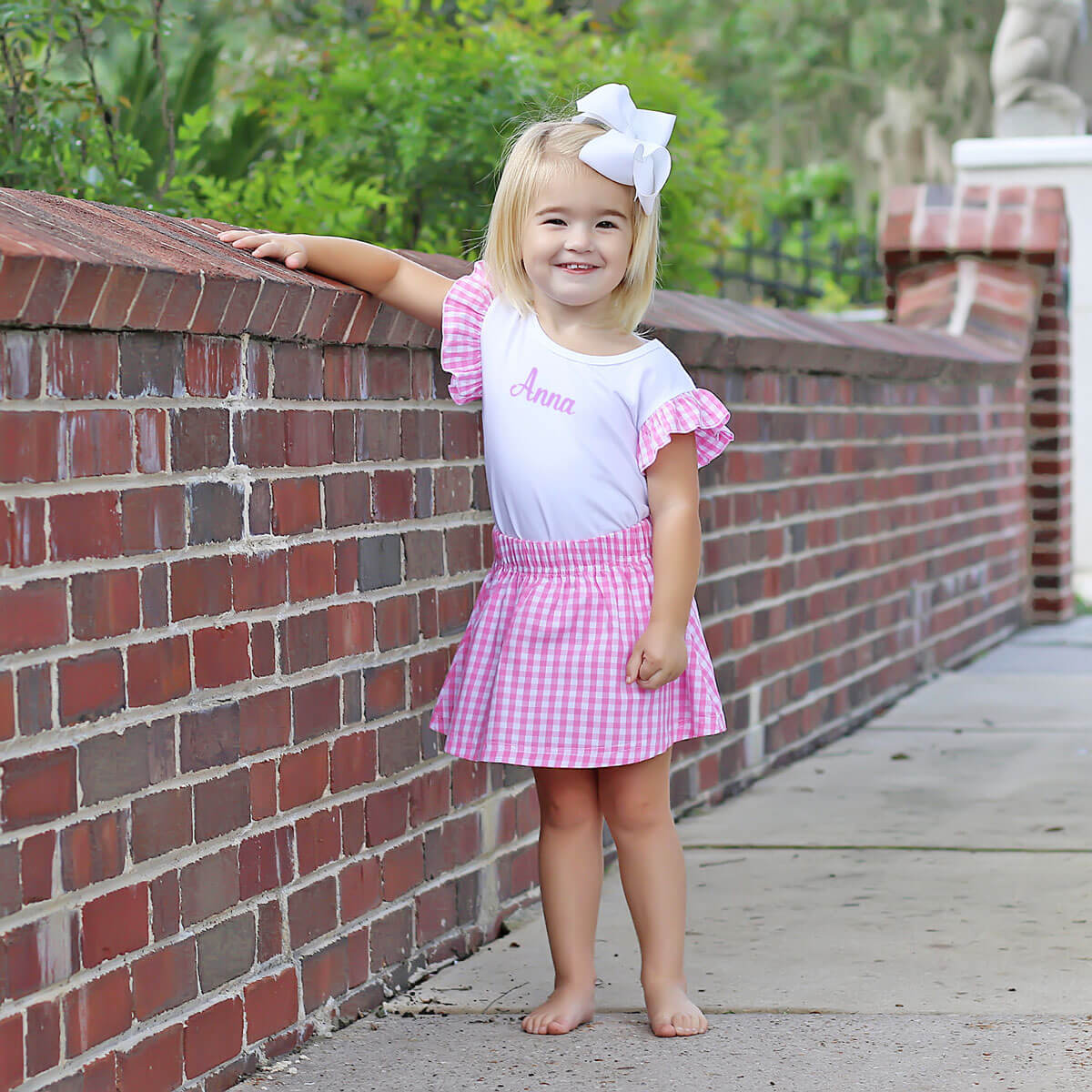 Pink Gingham Skirt Set - Image 2
