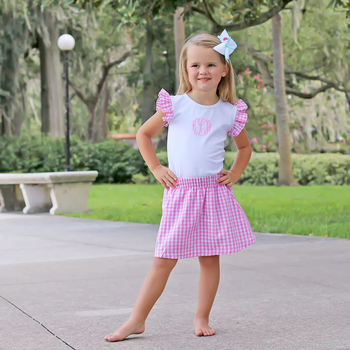 Pink Gingham Skirt Set - Image 7