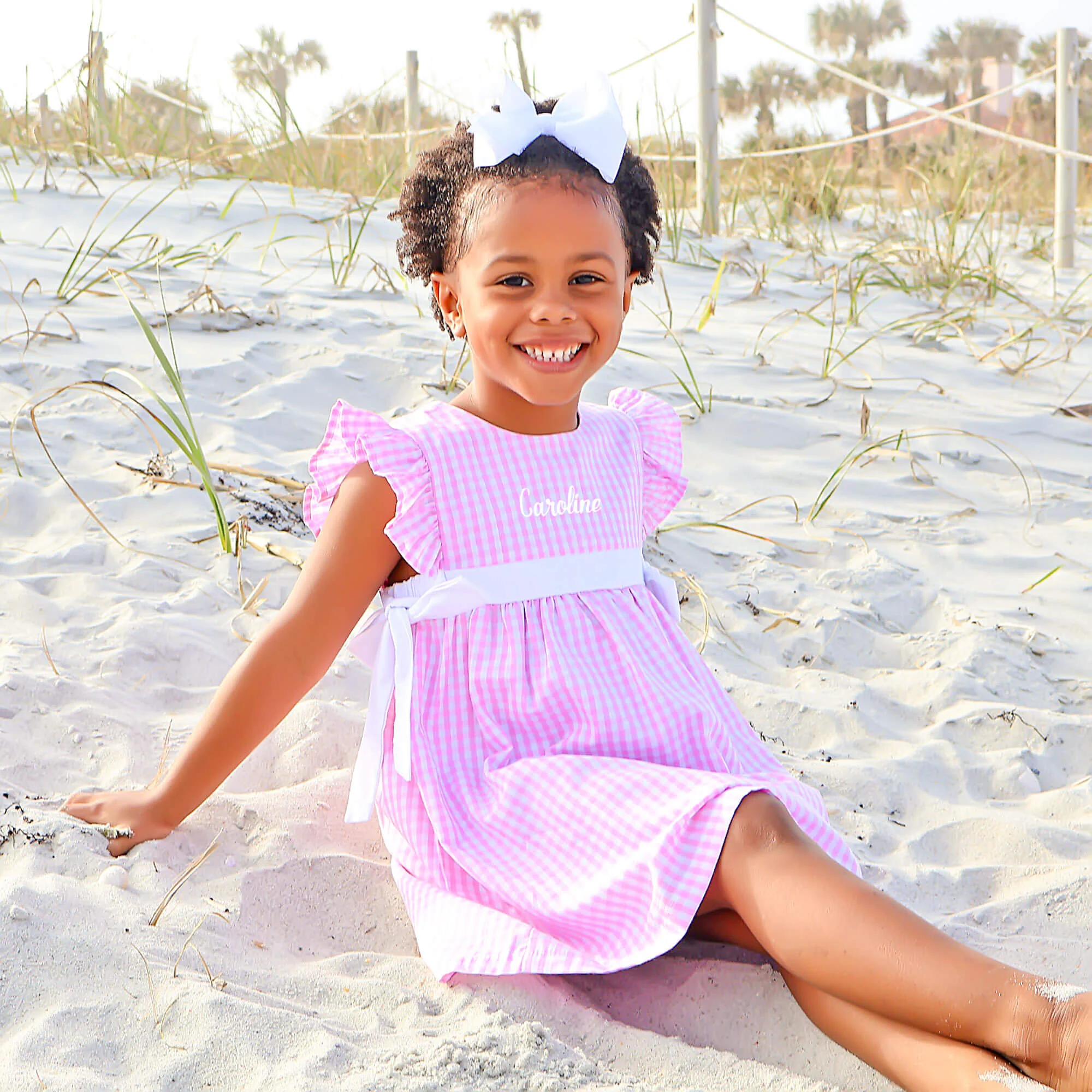 Pink Gingham & White Avery Dress - Image 3
