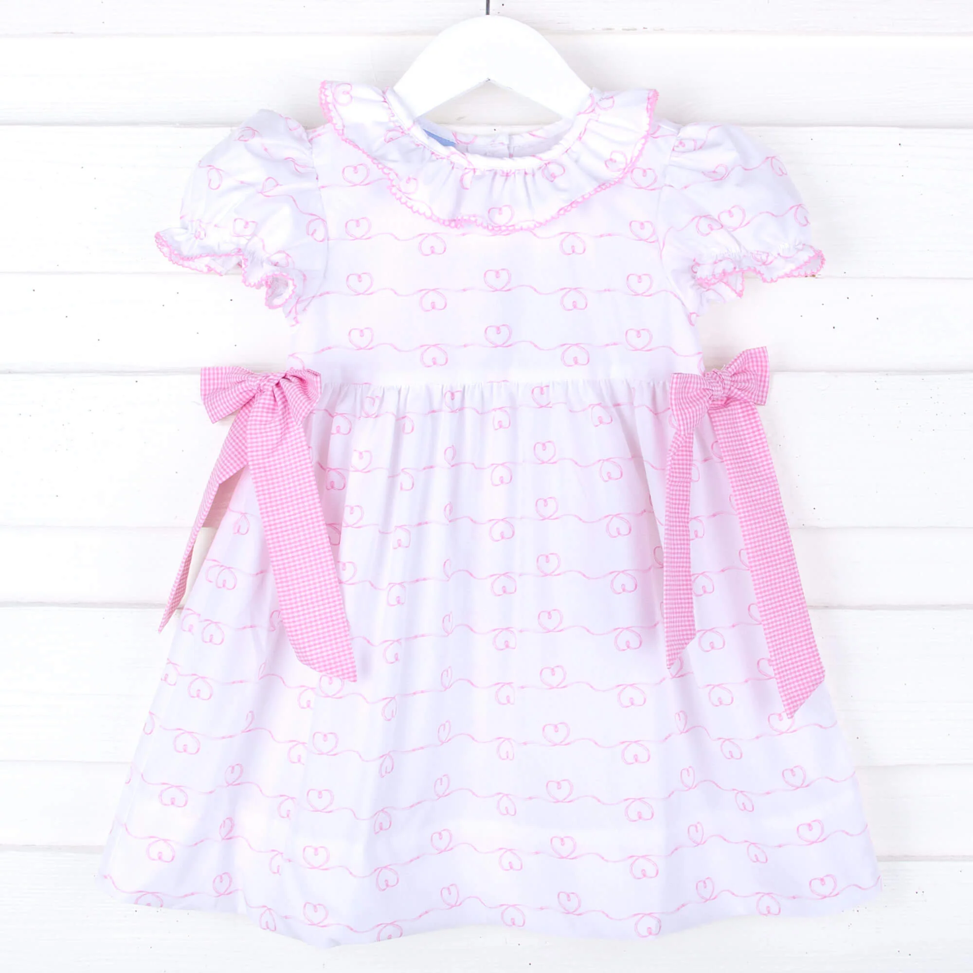 Pink Looped Hearts Ruffle Collared Dress - Image 2