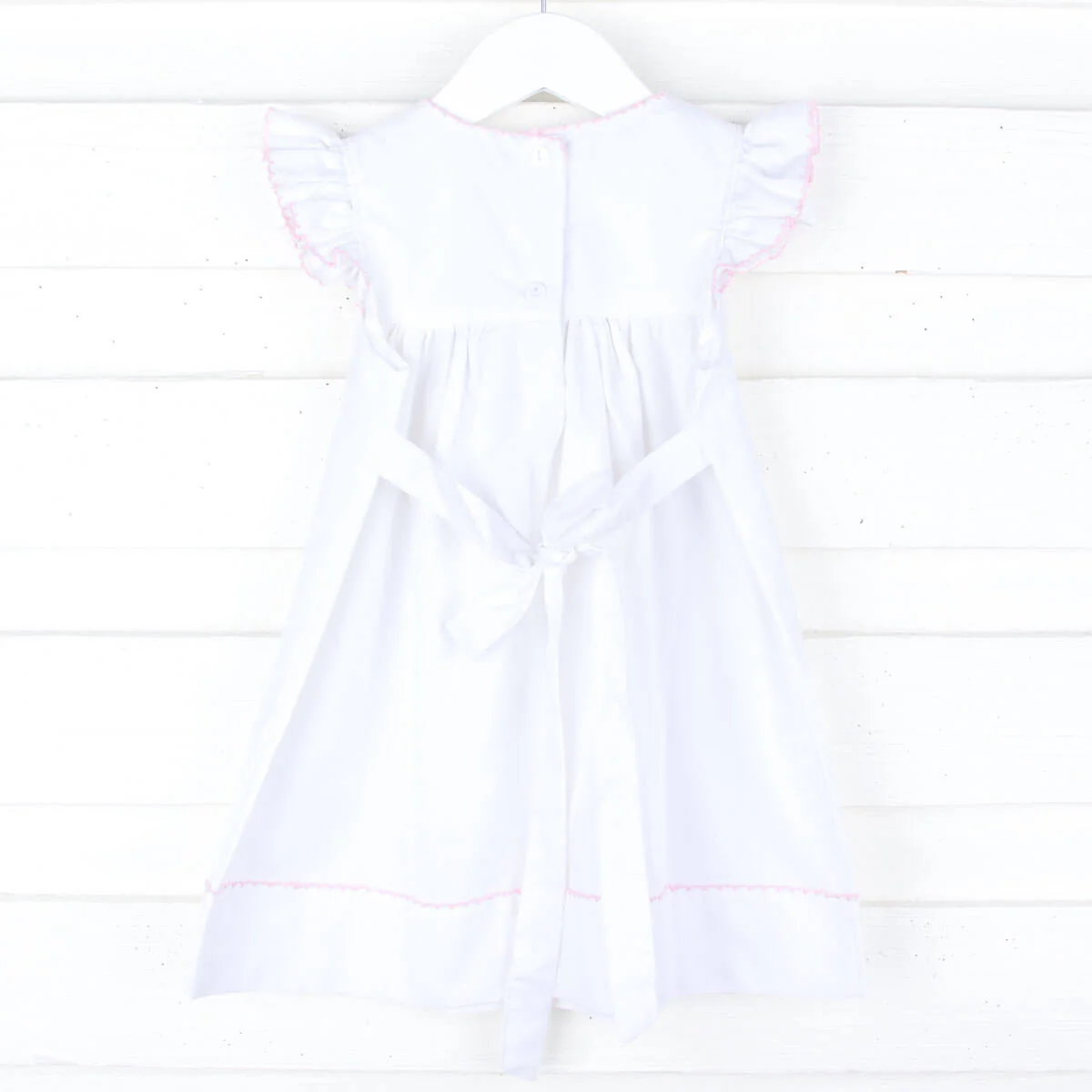 Pink Picot Trim White dress - Image 2