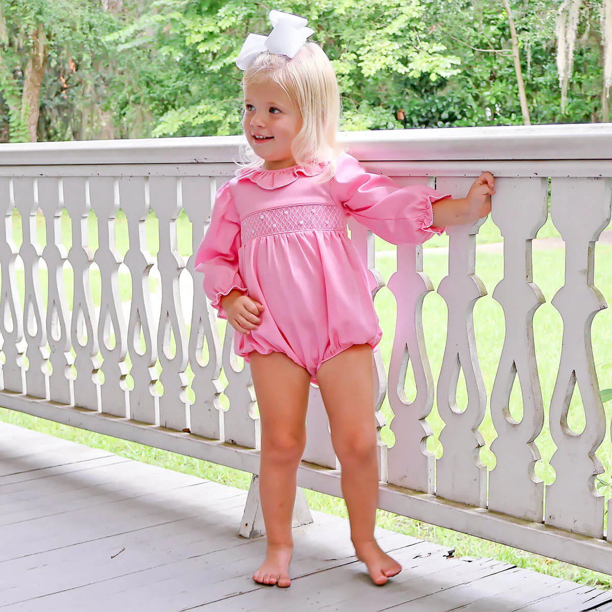 Pink Pique Pearl Smocked Amber Bubble - Image 2