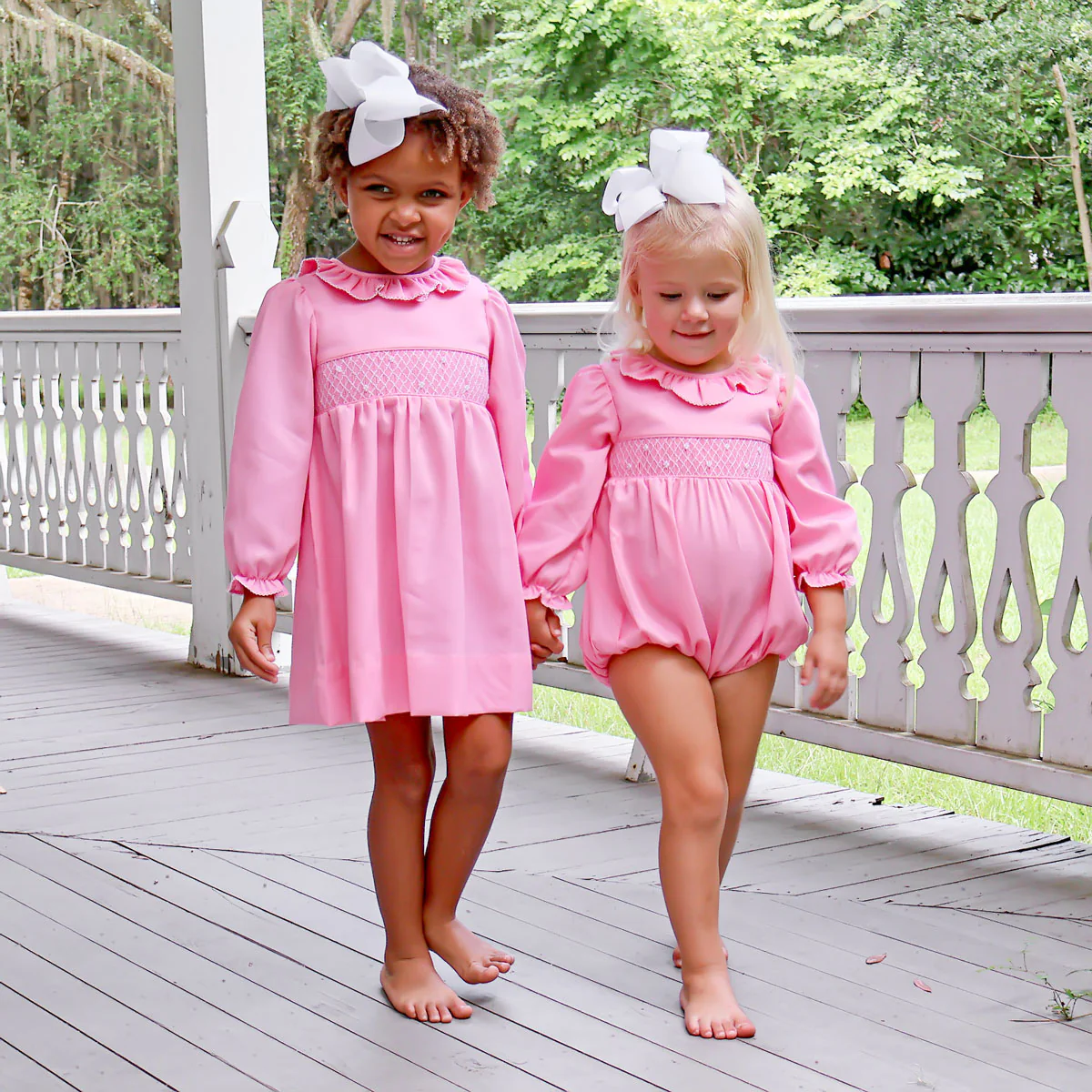 Pink Pique Pearl Smocked Amber Bubble - Image 3