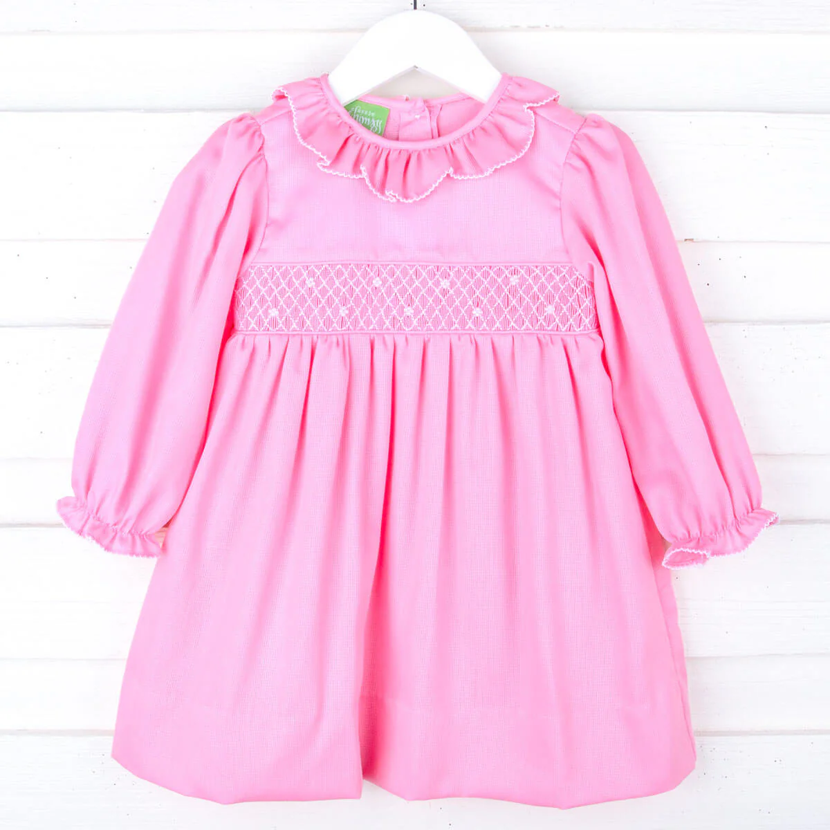 Pink Pique Pearl Smocked Amber Dress - Image 2