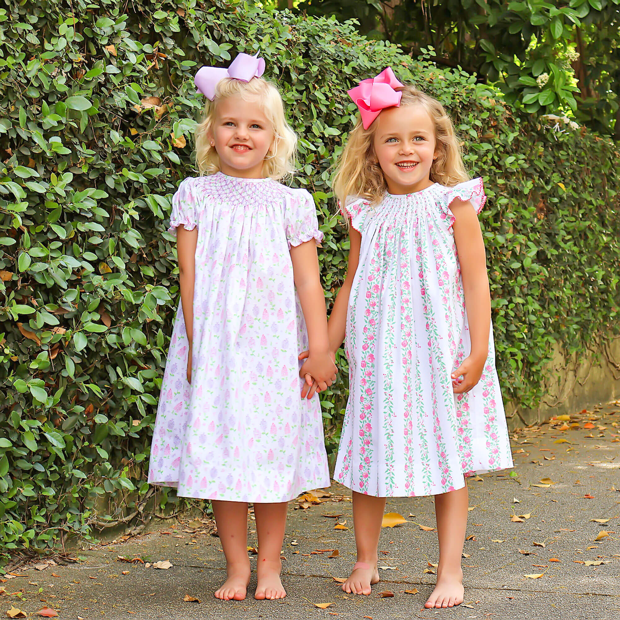 Pink Rose Floral Smocked Angel Sleeve Dress - Image 6