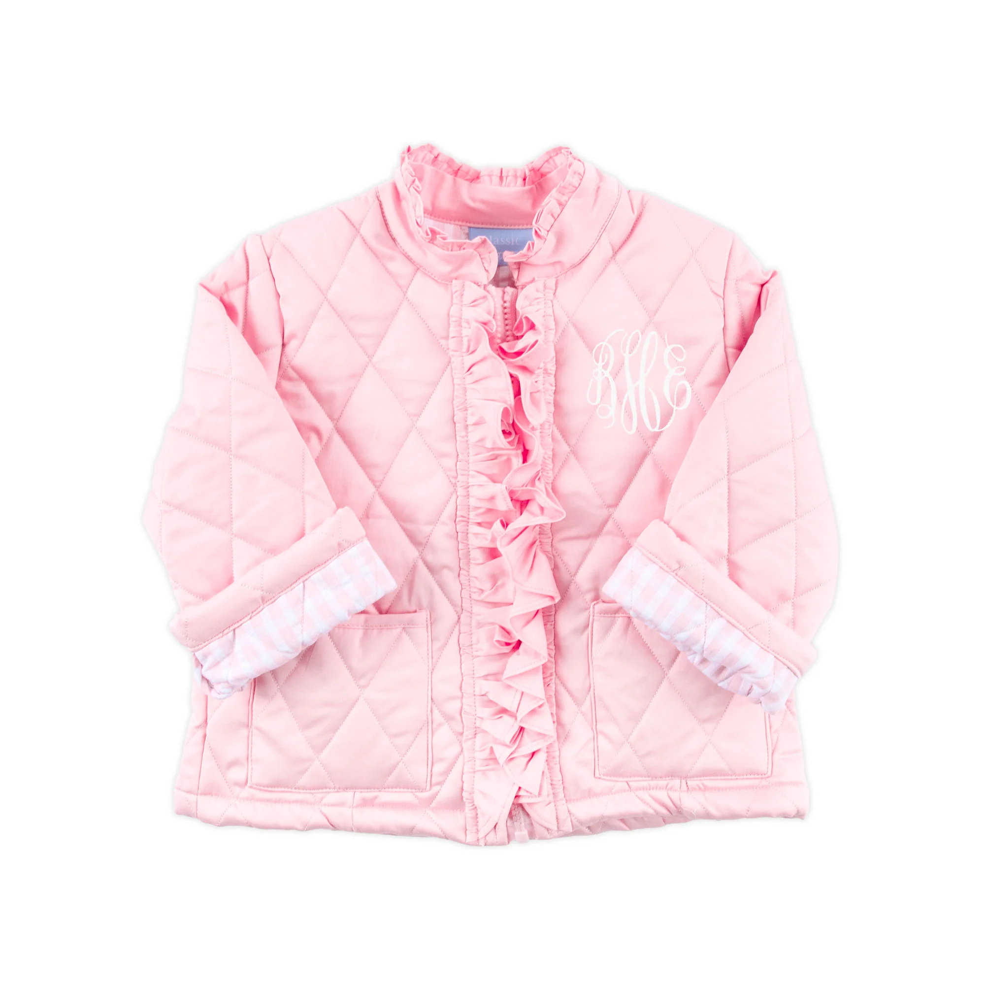 Light Pink Ruffle Quilted Coat - Image 2