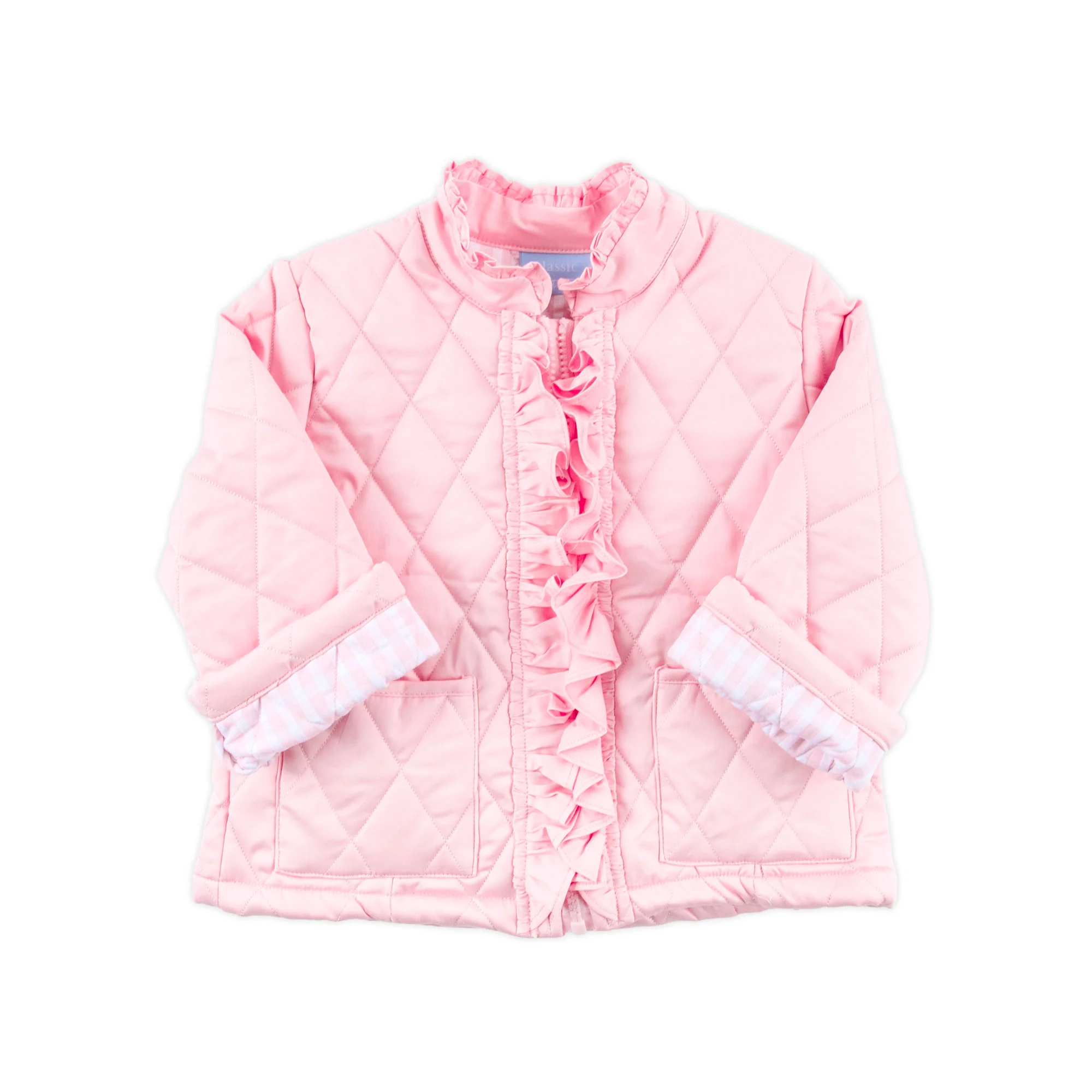 Light Pink Ruffle Quilted Coat - Image 4